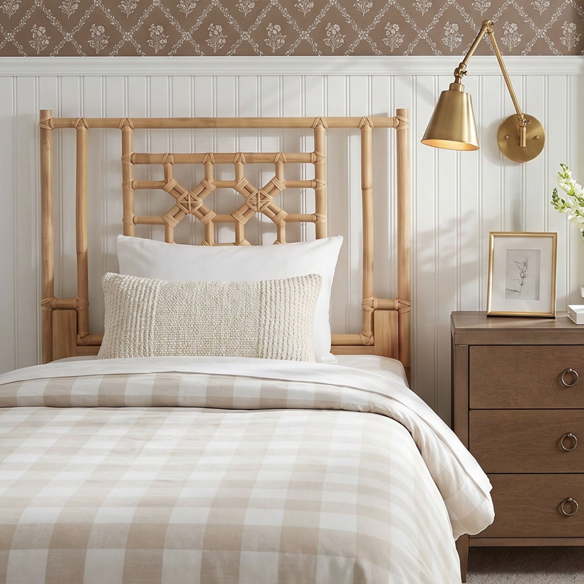 Annalisa Handwoven Rattan Lattice Headboard