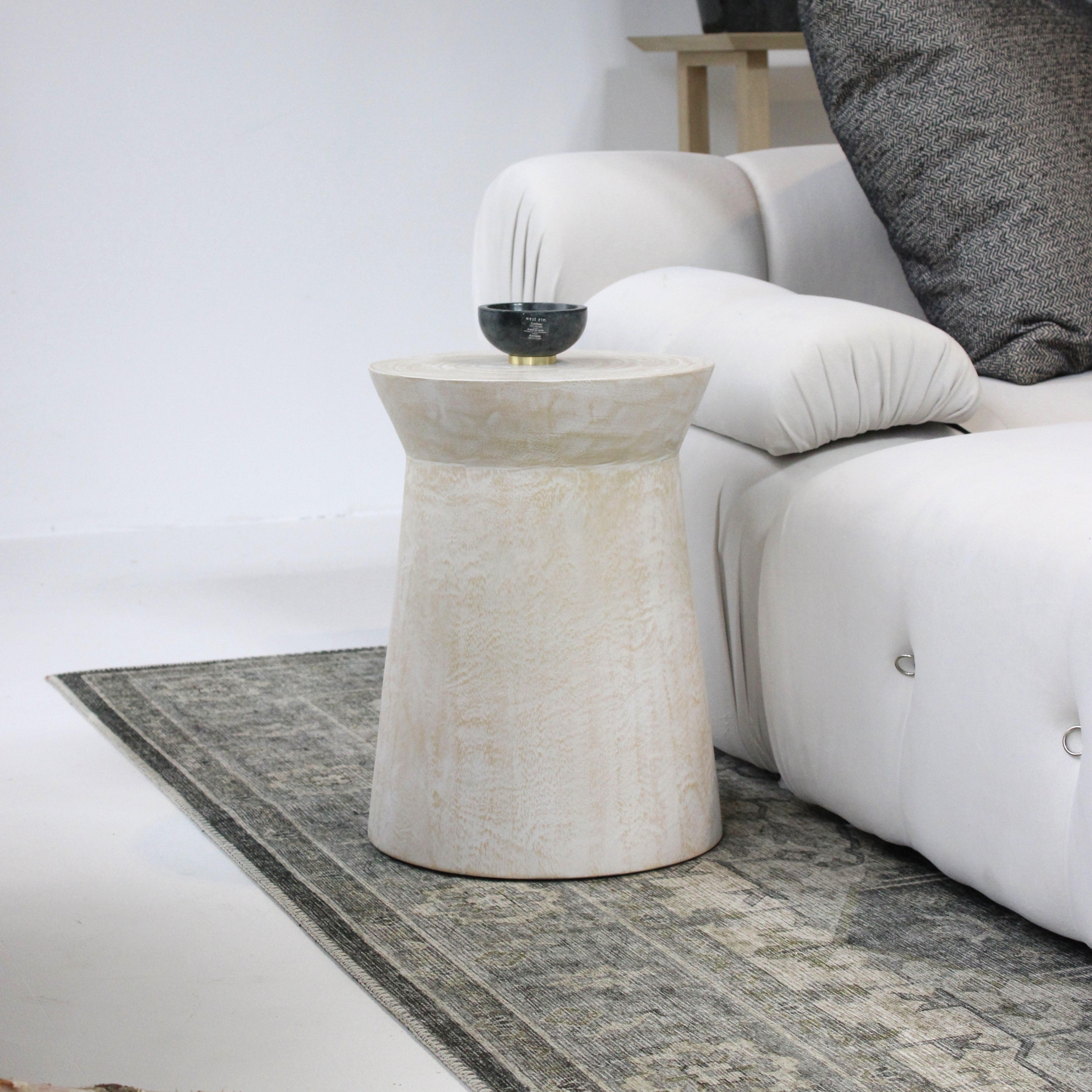 Tapered Solid Wood Round Pedestal Side Table – East at Main