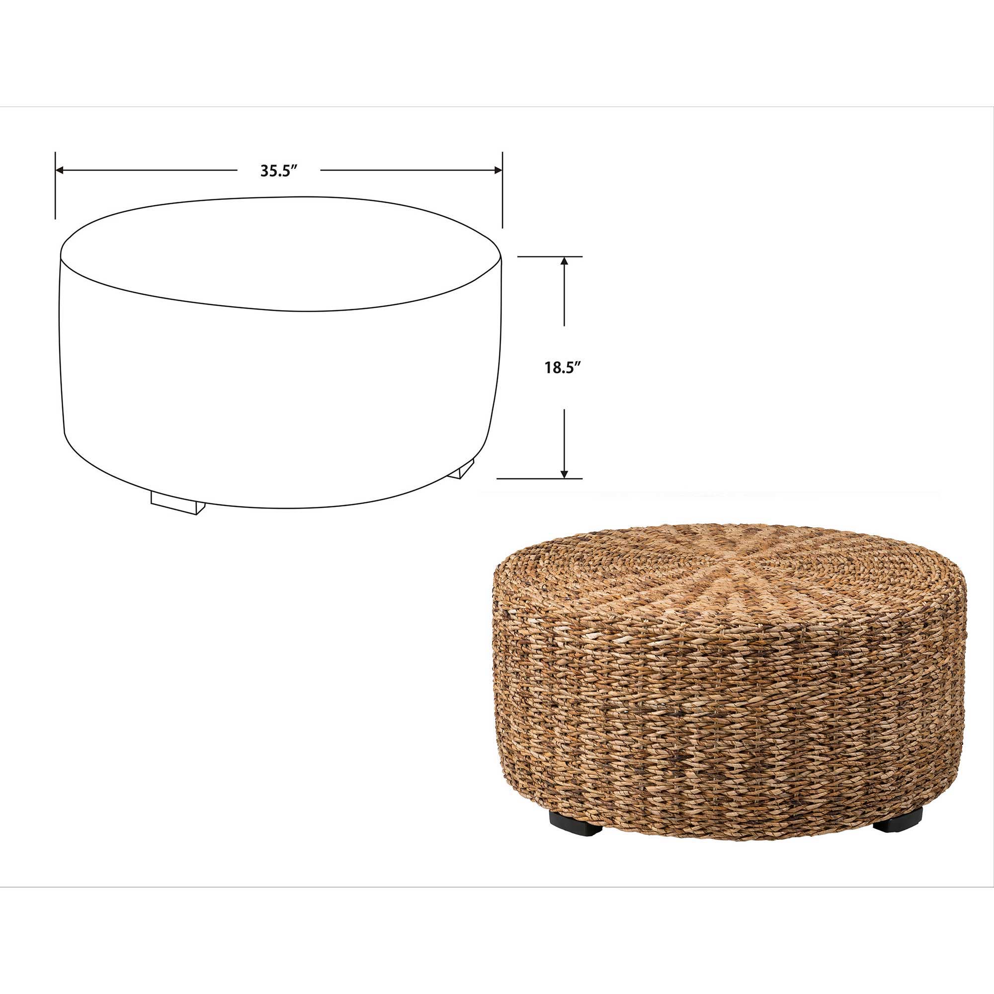 Liv Hand-Woven Natural Abaca Wood Round Coffee Table