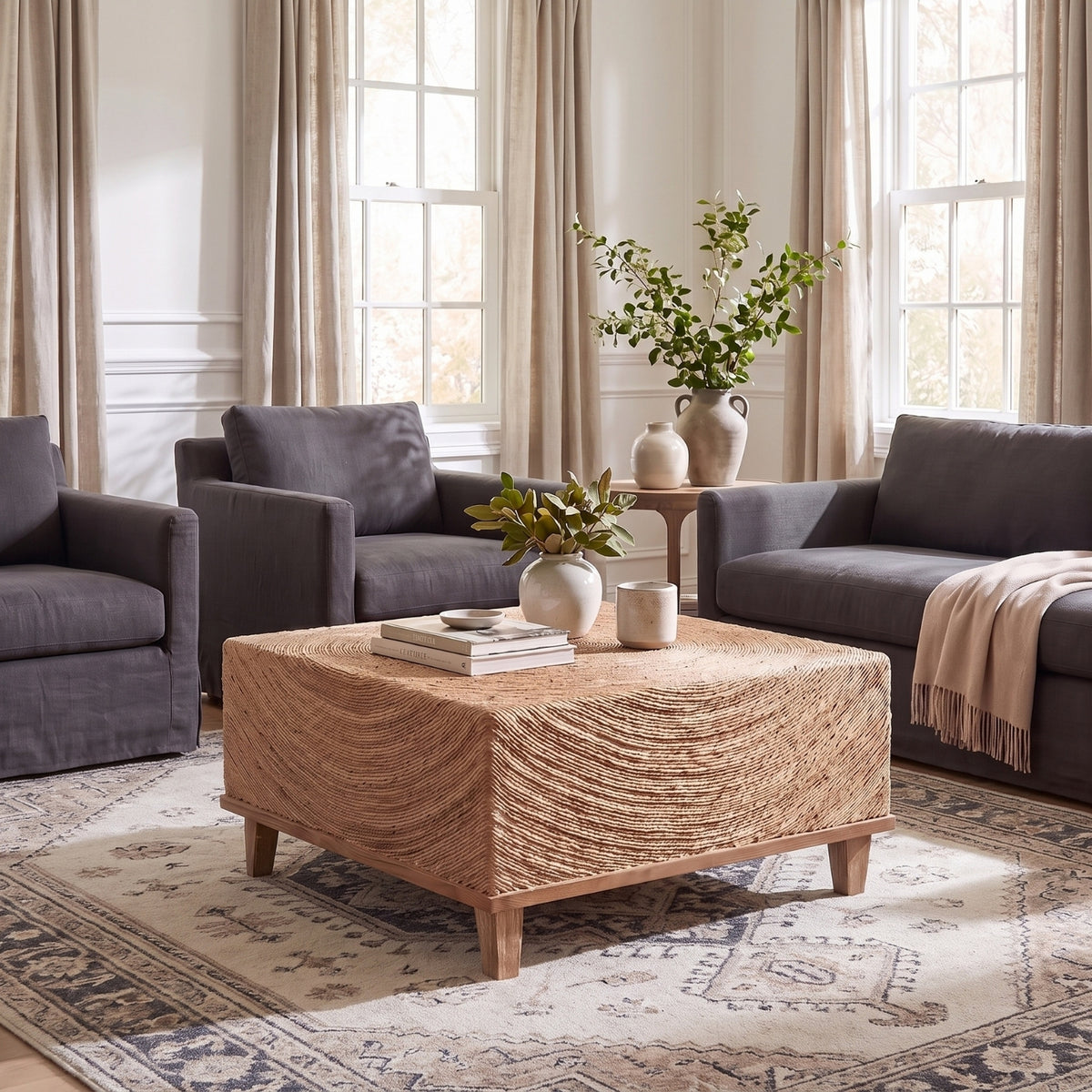 Naomi Square Handwoven Abaca Coffee Table