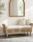 Francine 57" Banana Leaf Double Bench Solid Wood bench