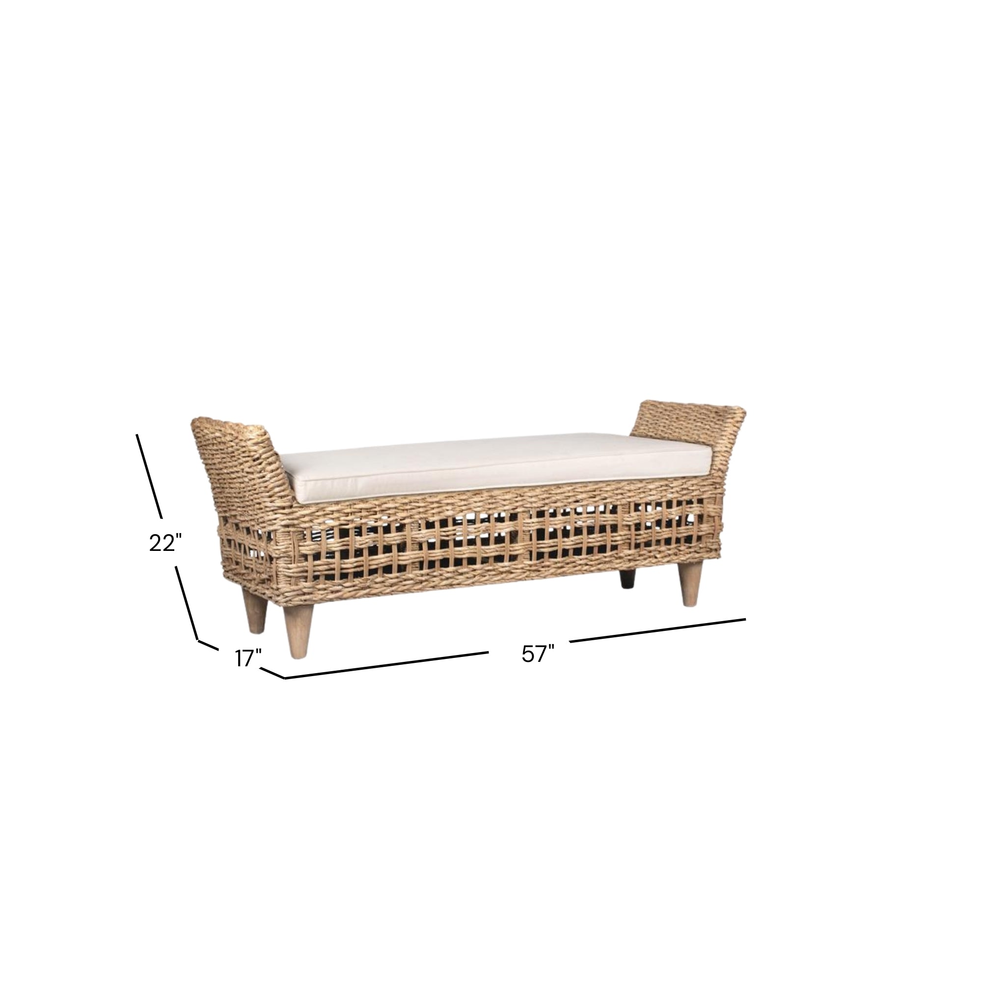 Francine 57" Banana Leaf Double Bench Solid Wood bench