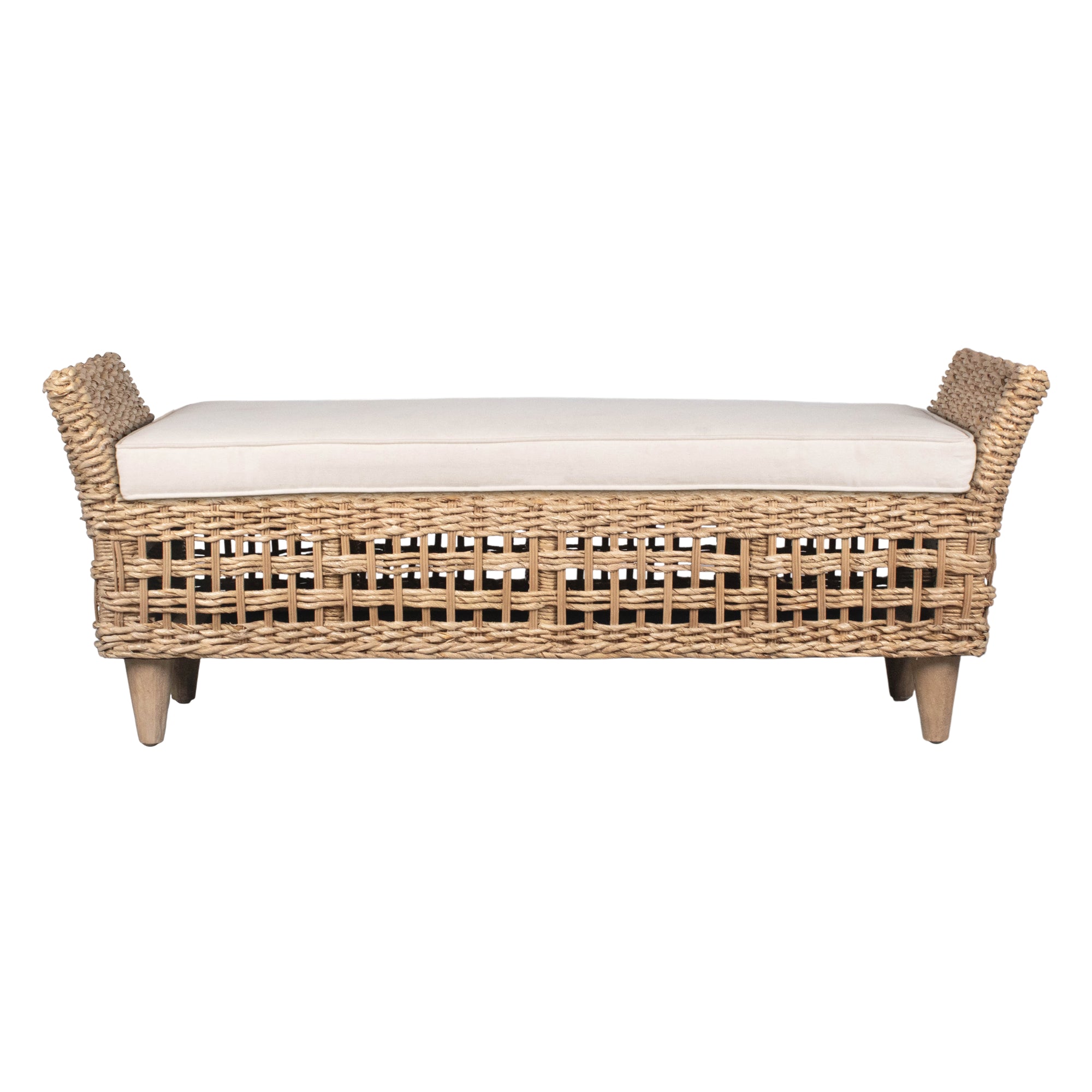 Francine 57" Banana Leaf Double Bench Solid Wood bench