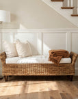 Naomi Handwoven Abaca Upholstered Bench