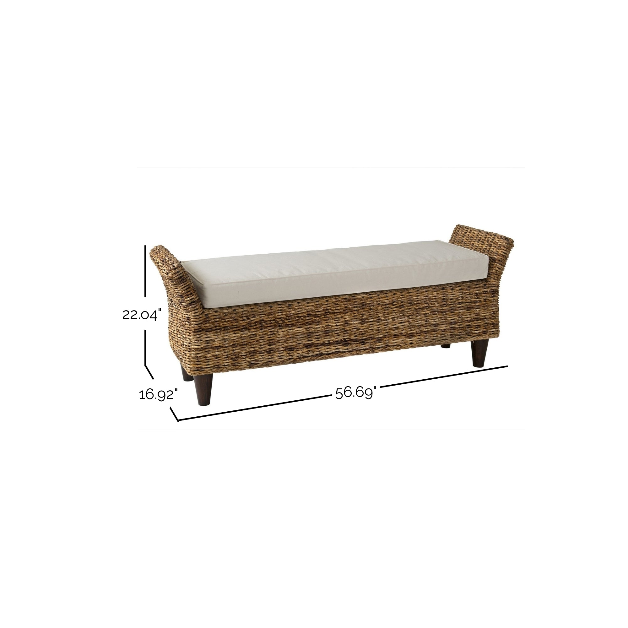 Naomi Woven Abaca Cushion Bench | East at Main