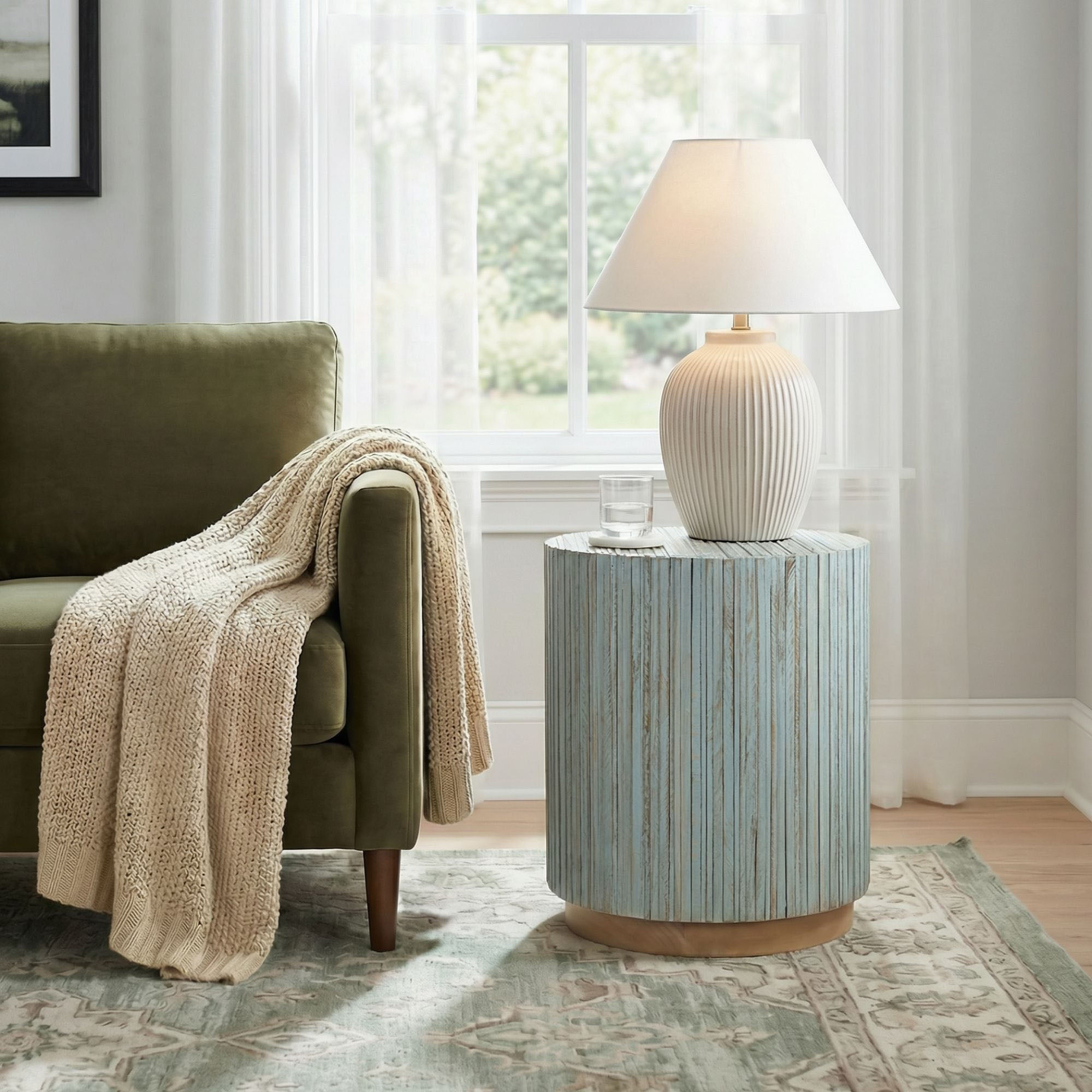 Monroe Round Teak Wood End Table