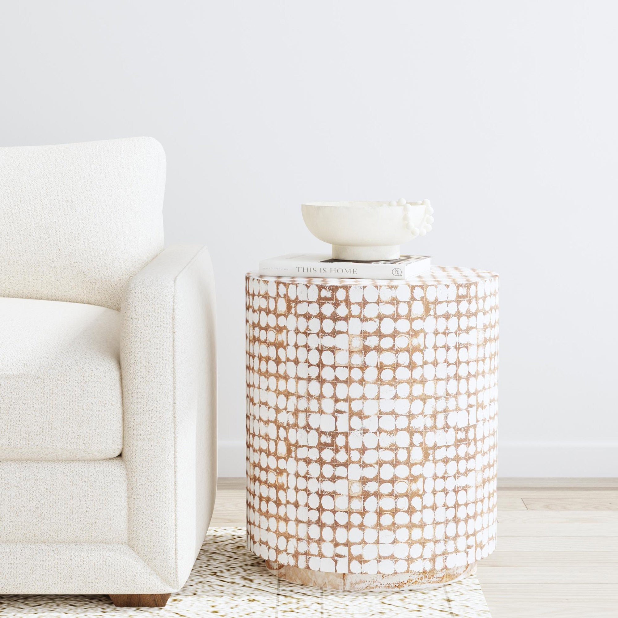 Mila Coconut Accent Table with Base