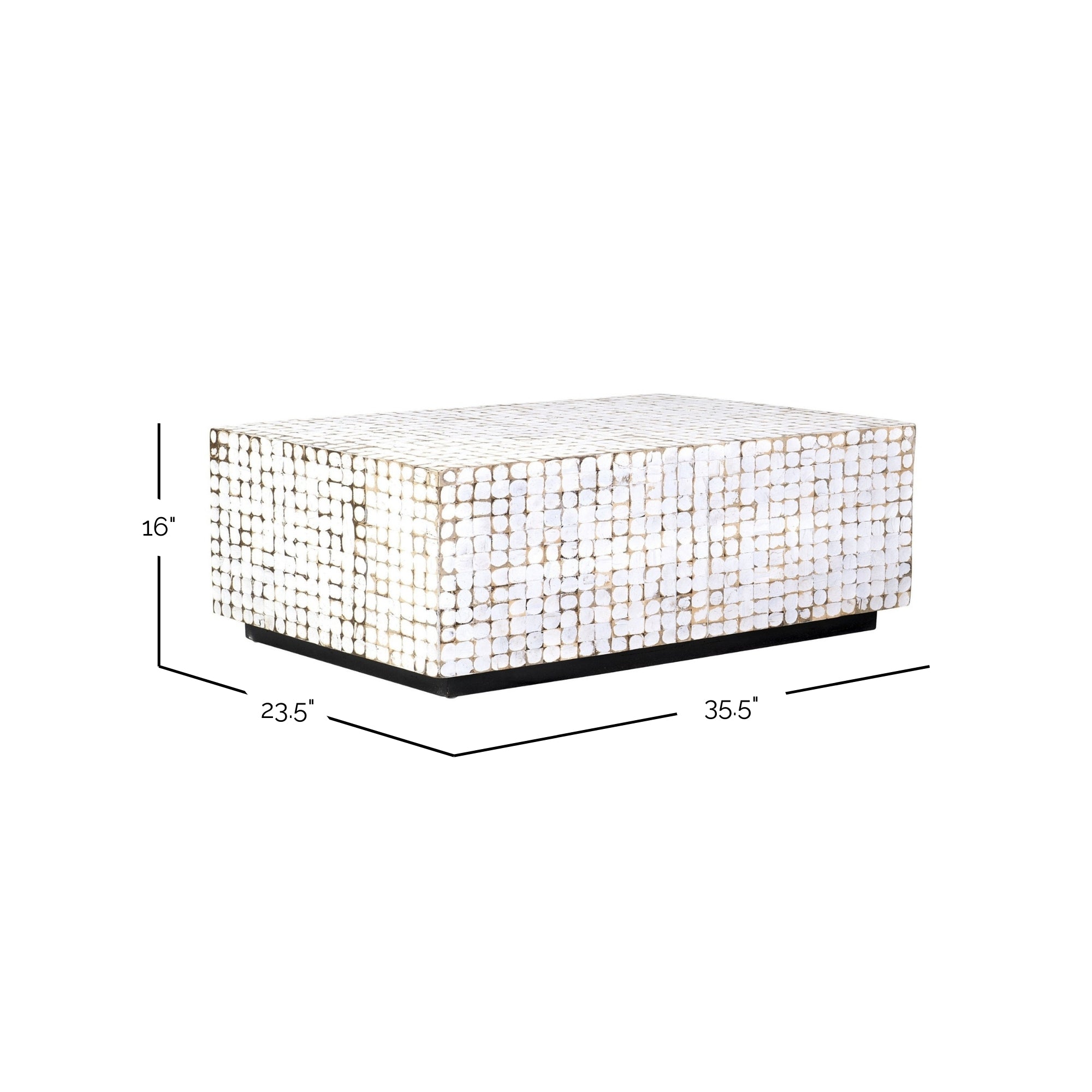 Mila 35" Rectangular Coconut Shell Coffee Table Solid Wood coffee table