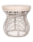 Hannah 20" Woven Raffia & Munggur Wood Side Table Solid Wood accent table