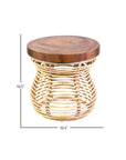 Hannah 20" Woven Raffia & Munggur Wood Side Table Solid Wood accent table