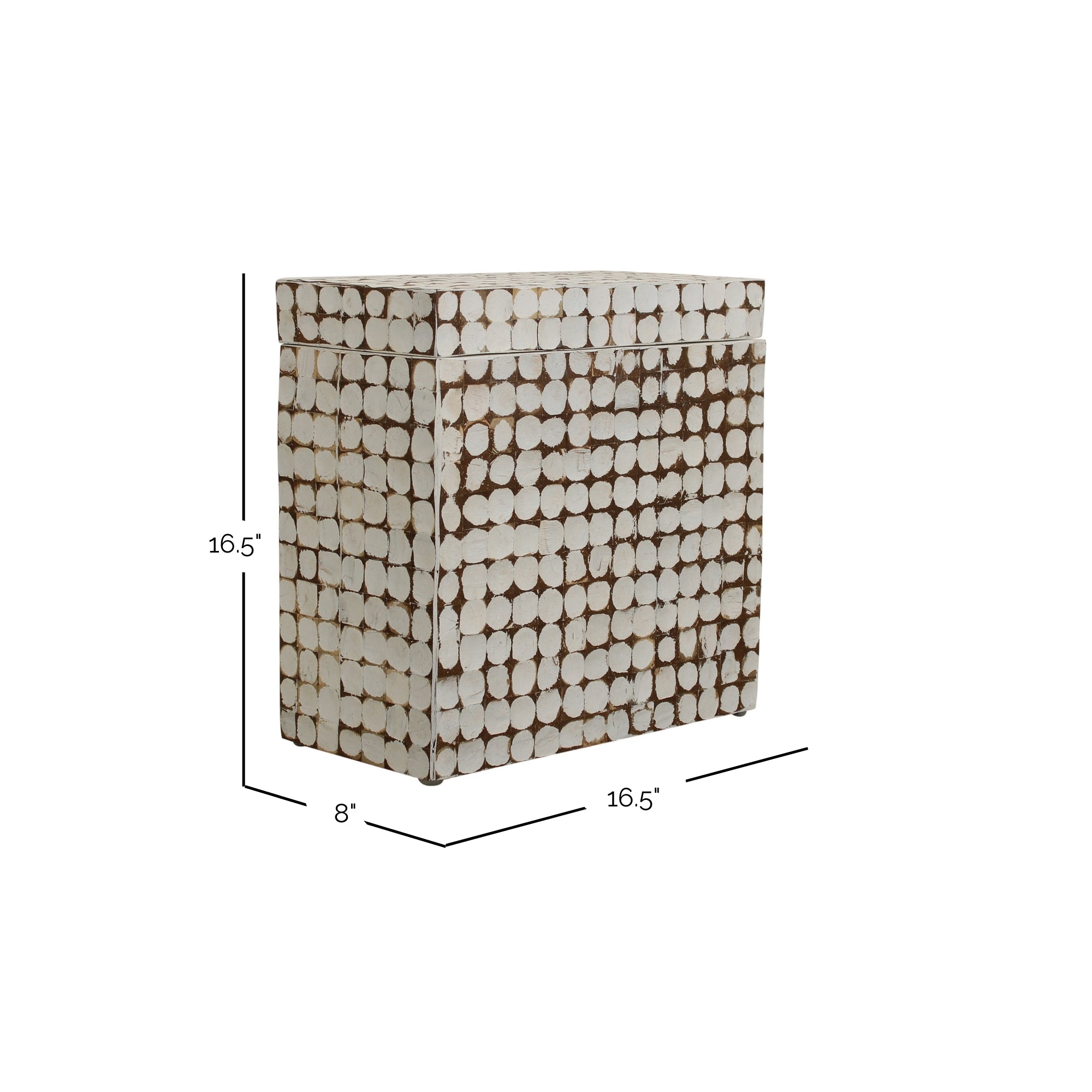 Juliette Square Recycled Coconut Shell 16" Accent Table with Storage Solid Wood accent table