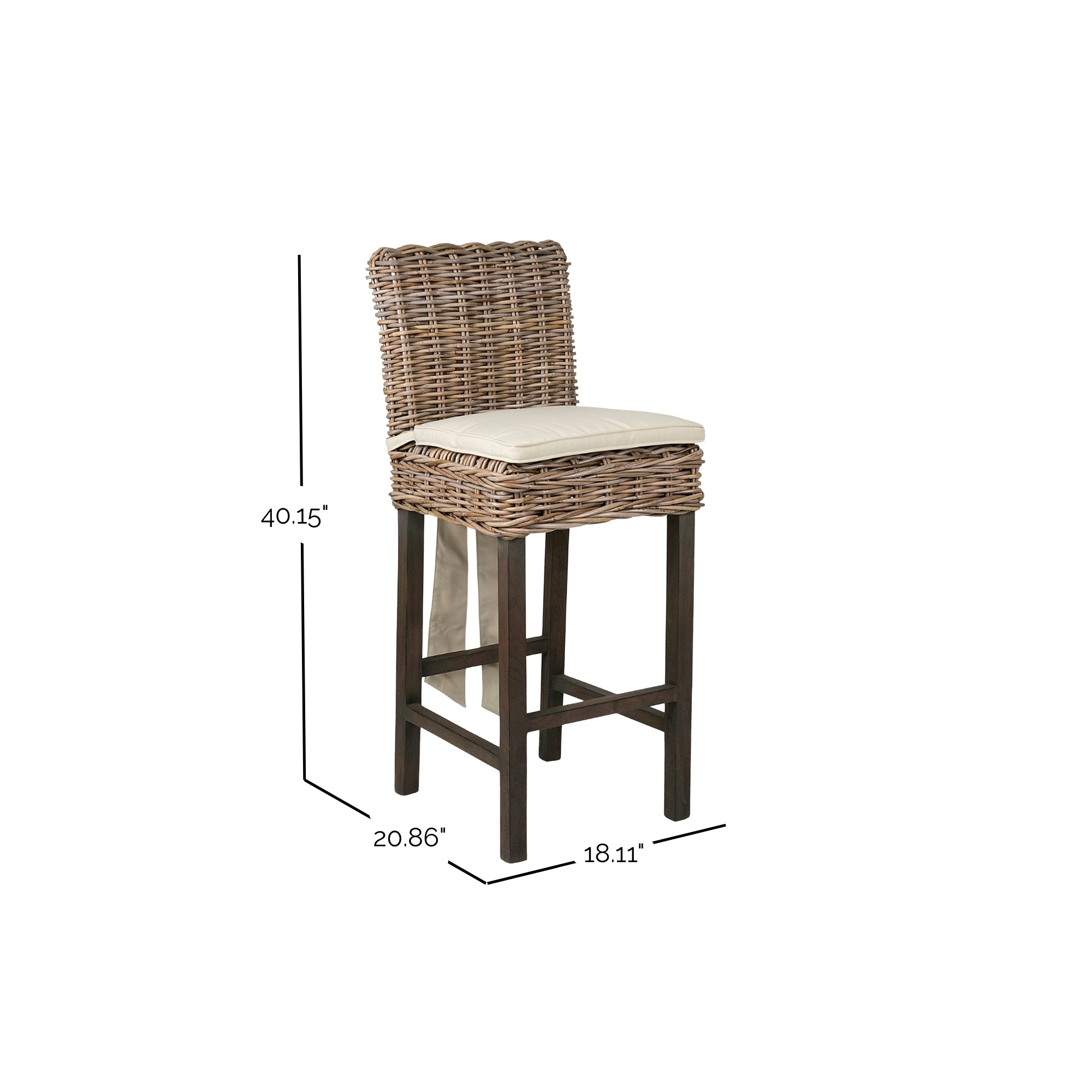 Dyer Rattan &amp; Teak Stool with Cushion