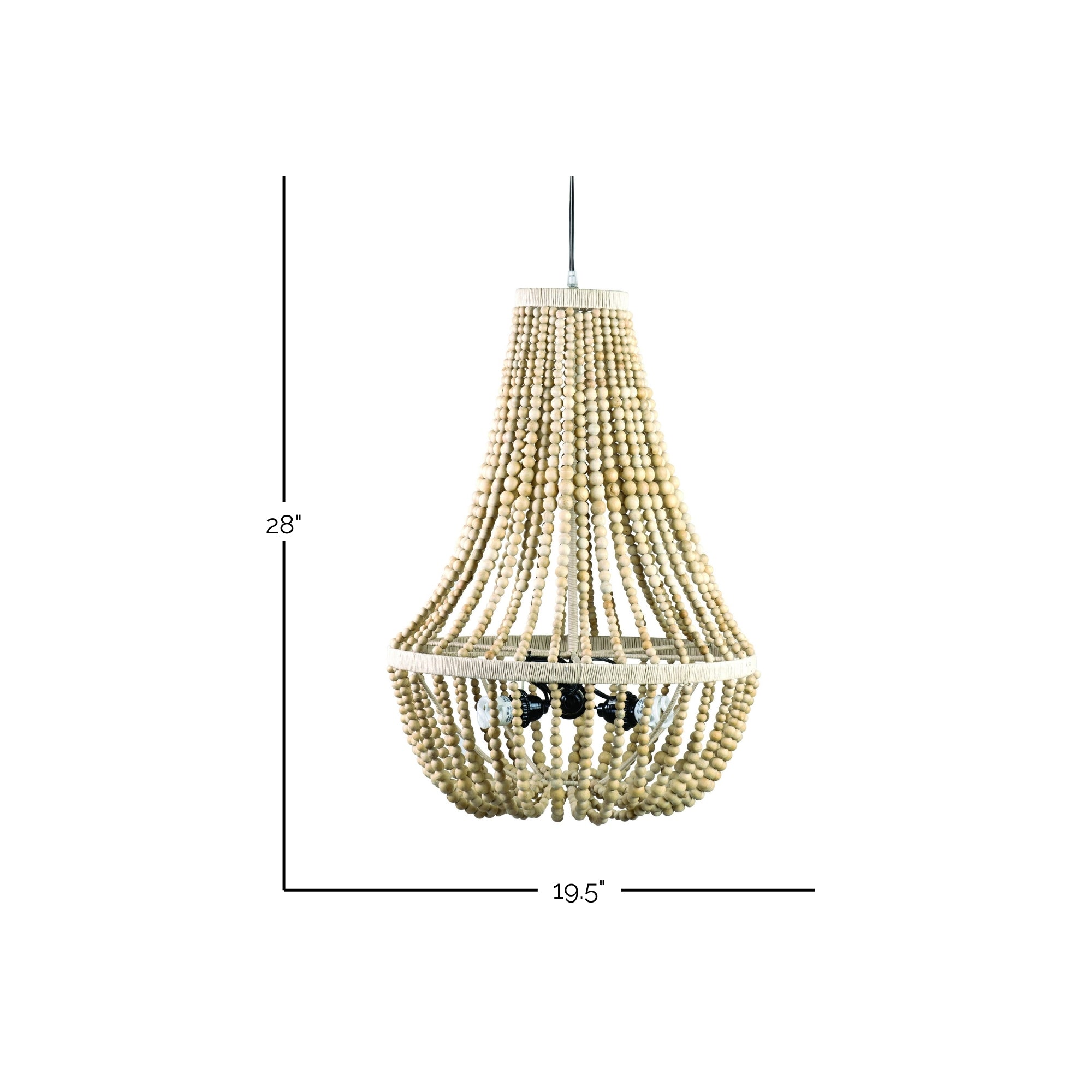 Juliana 20" Natural Beaded Chandelier Solid Wood chandelier