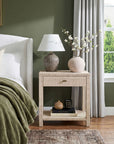 Gia Raffia Wrapped Solid Wood Nightstand