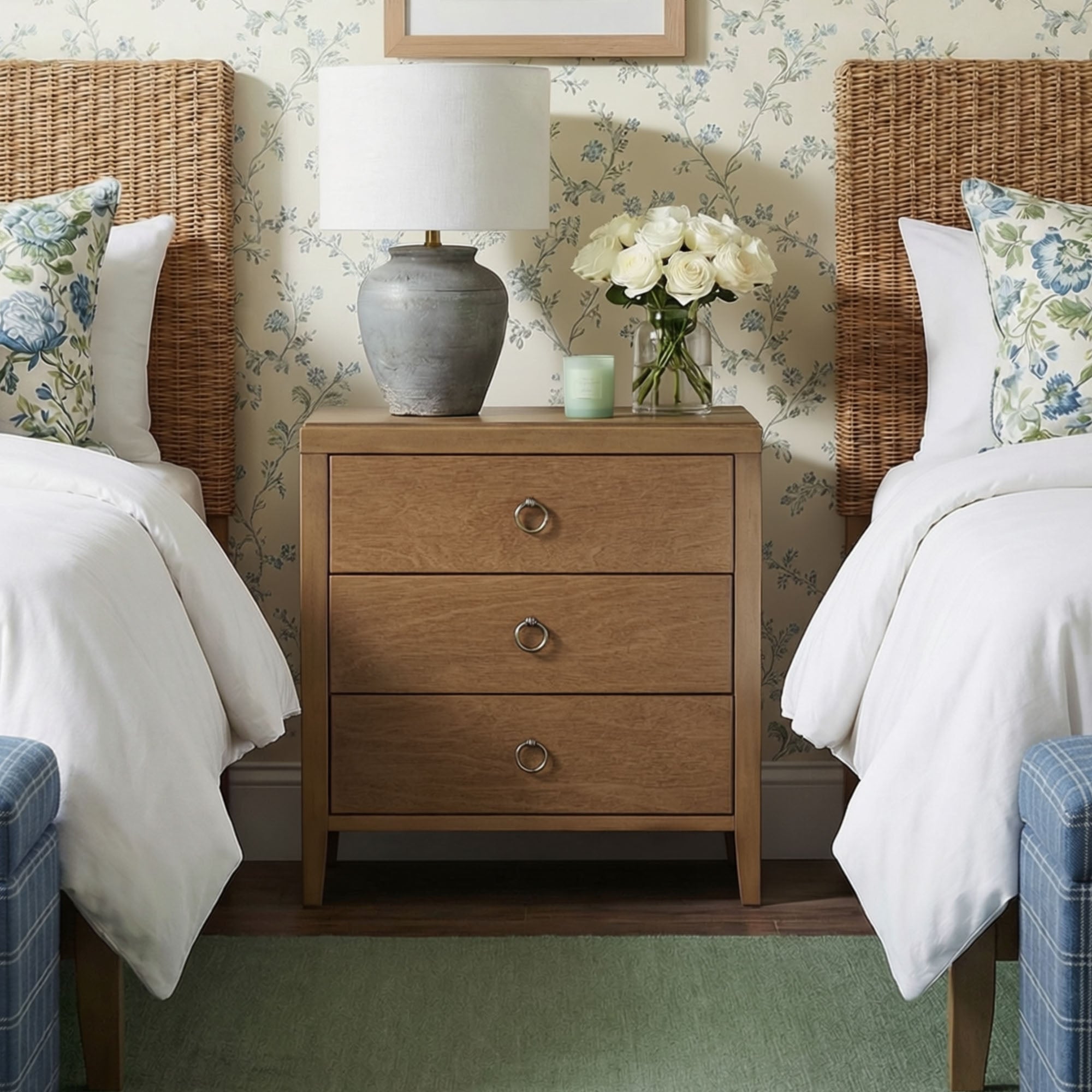 Haven 3 Drawer Nightstand Bayur wood, alternate view