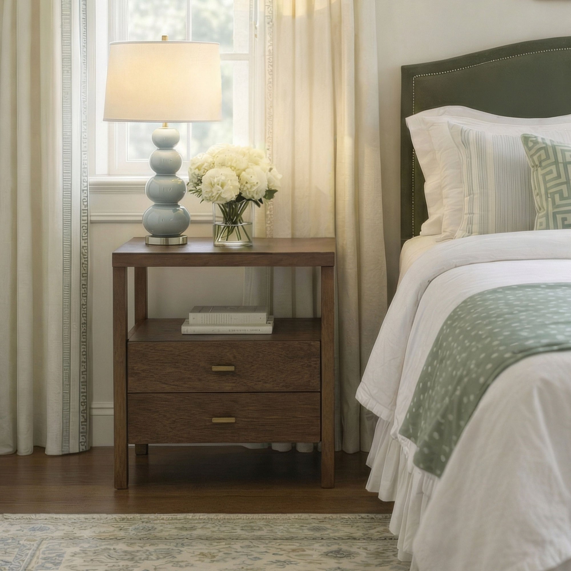 Wind Wood Solid Wood 2 Drawer Nightstand