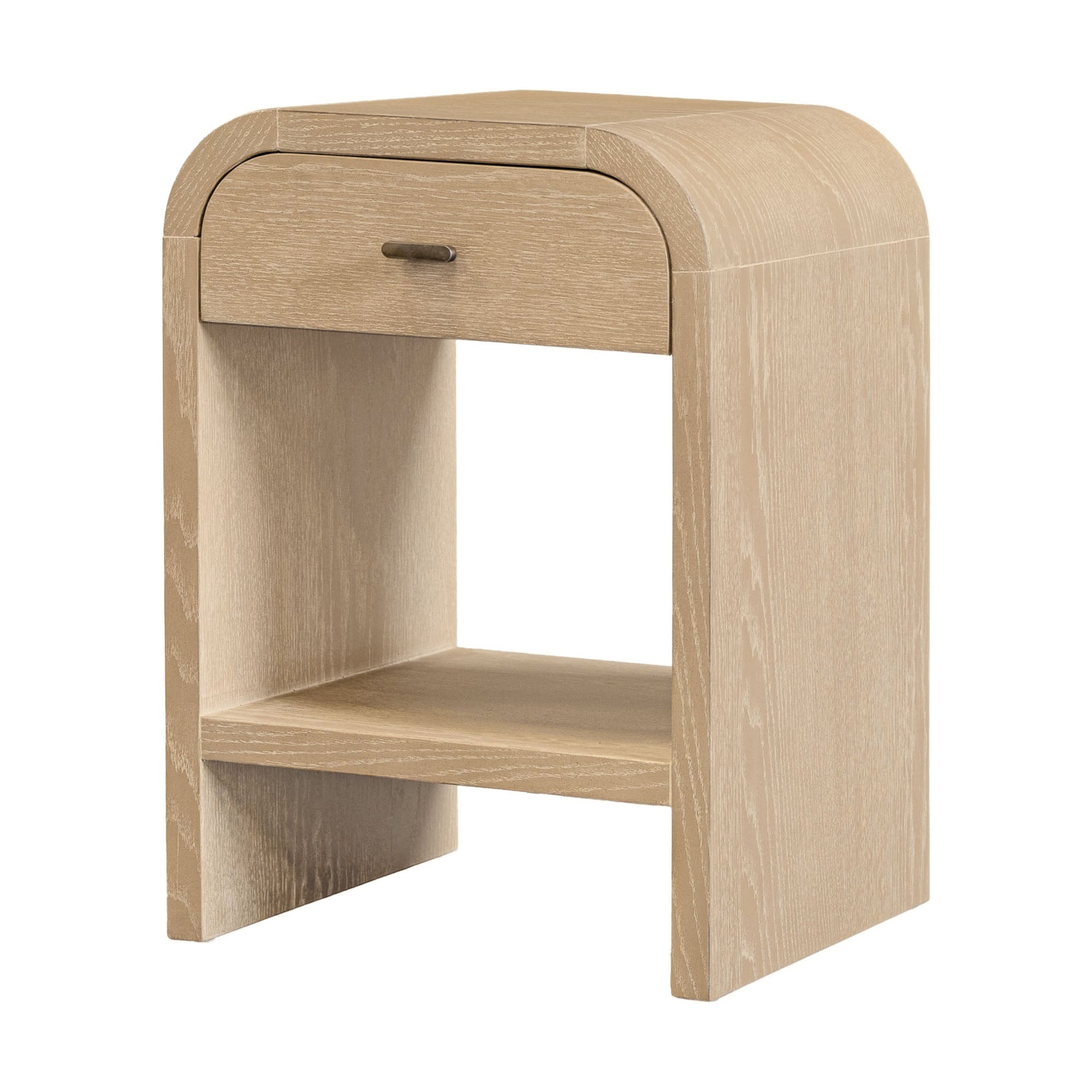 Brown Arlo Bayur Wood 1-Drawer 18" Curved Edge Nightstand Solid Wood nightstand