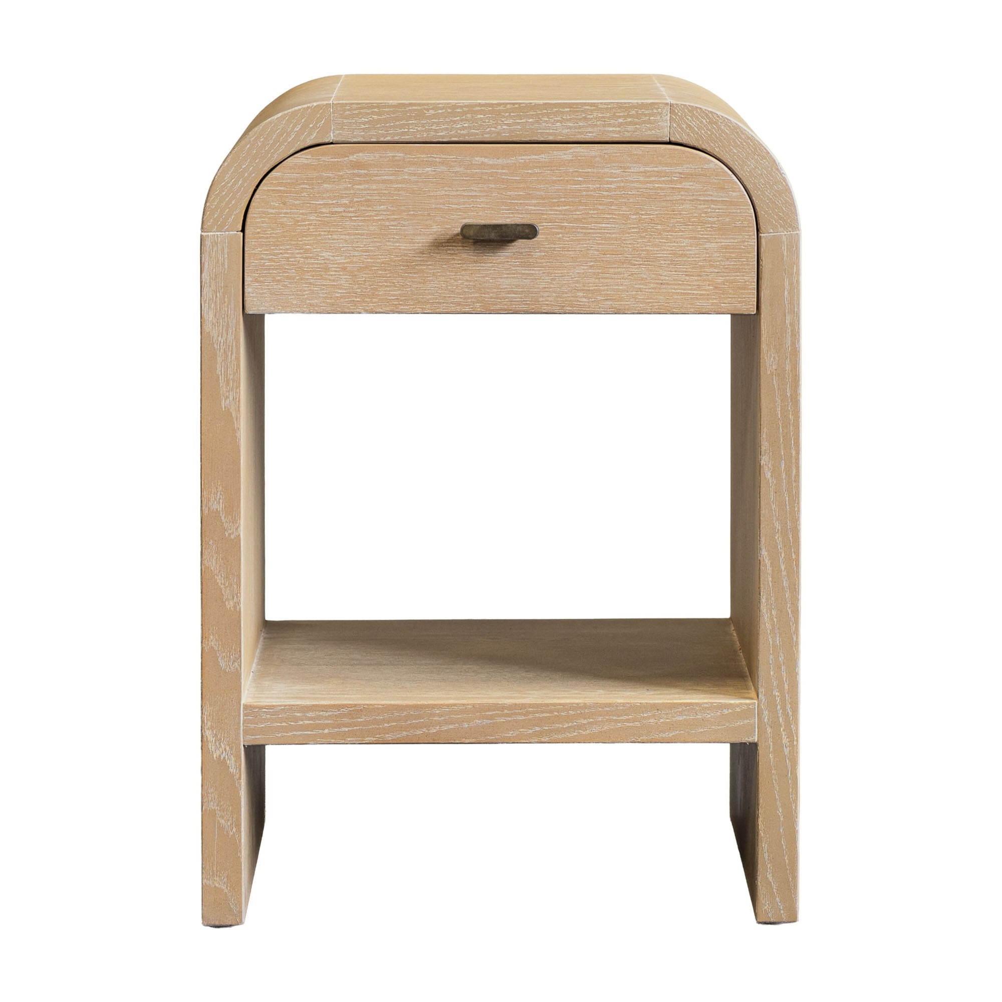 Beige Arlo Bayur Wood 1-Drawer 18" Curved Edge Nightstand Solid Wood nightstand