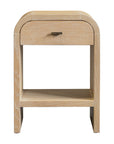 Beige Arlo Bayur Wood 1-Drawer 18" Curved Edge Nightstand Solid Wood nightstand