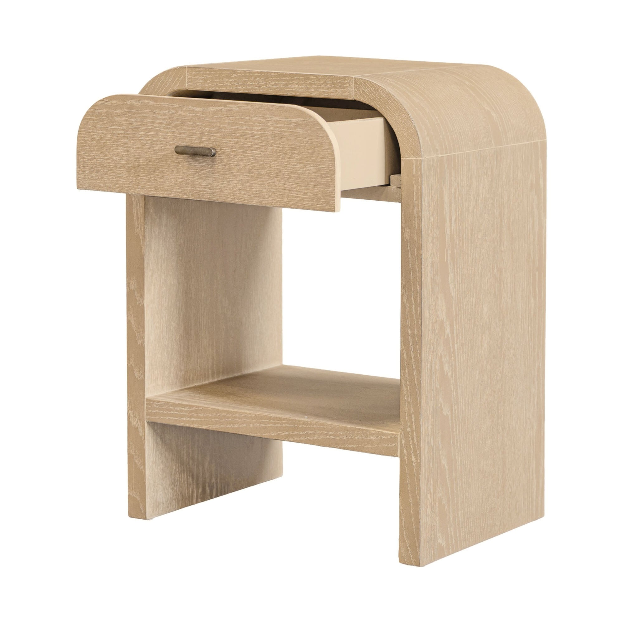Arlo Bayur Wood 1-Drawer 18" Curved Edge Nightstand Solid Wood nightstand