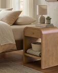 Arlo Bayur Wood 1-Drawer 18" Curved Edge Nightstand Solid Wood nightstand