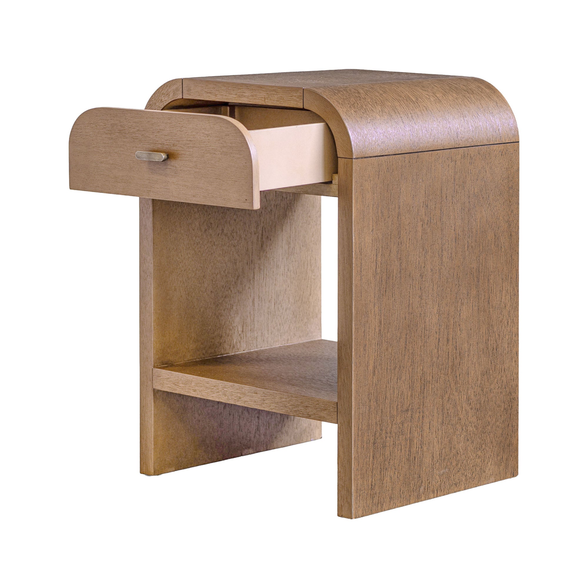 Arlo Bayur Wood 1-Drawer 18" Curved Edge Nightstand Solid Wood nightstand