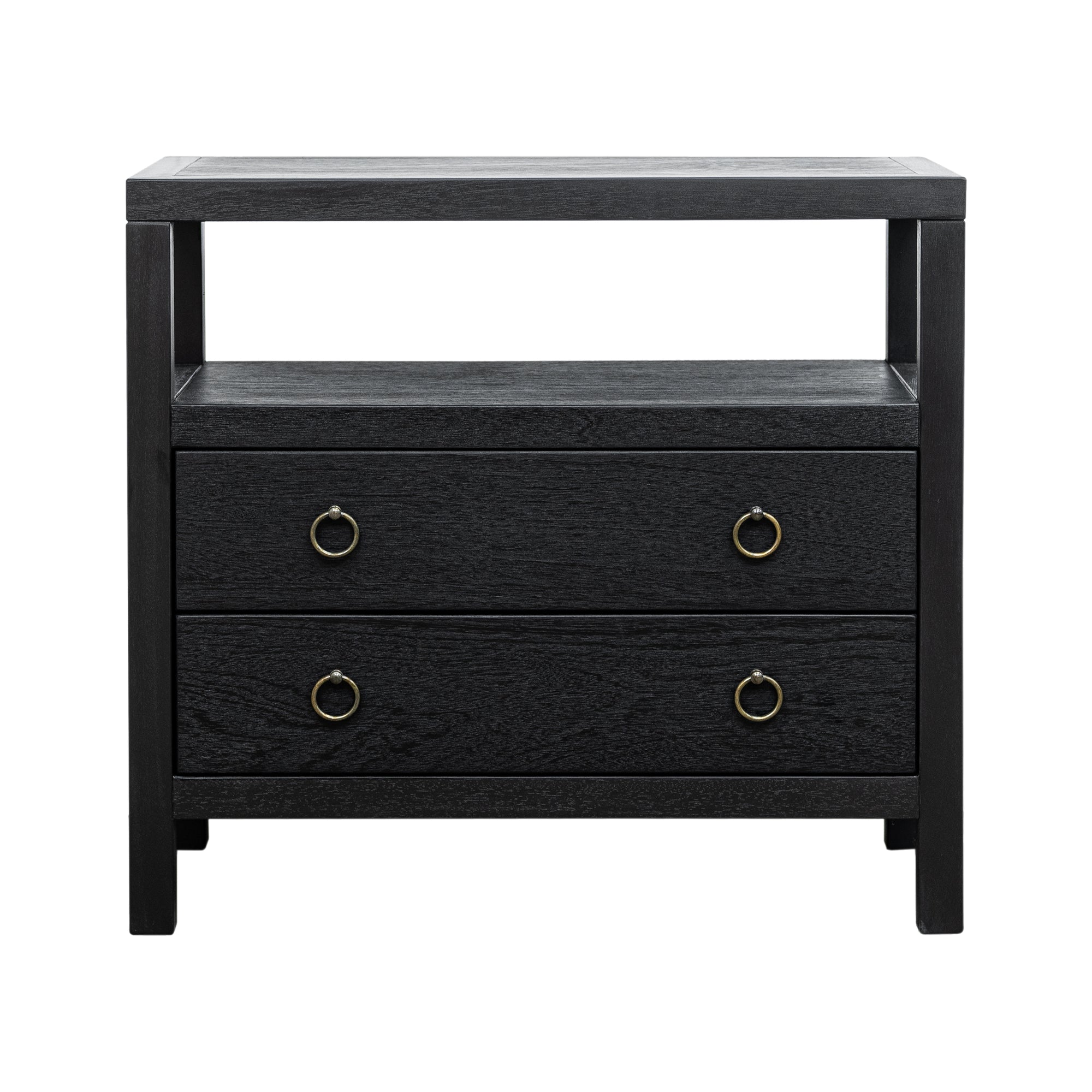 Callan 2 Drawer Nightstand with Shelf Solid Wood nightstand