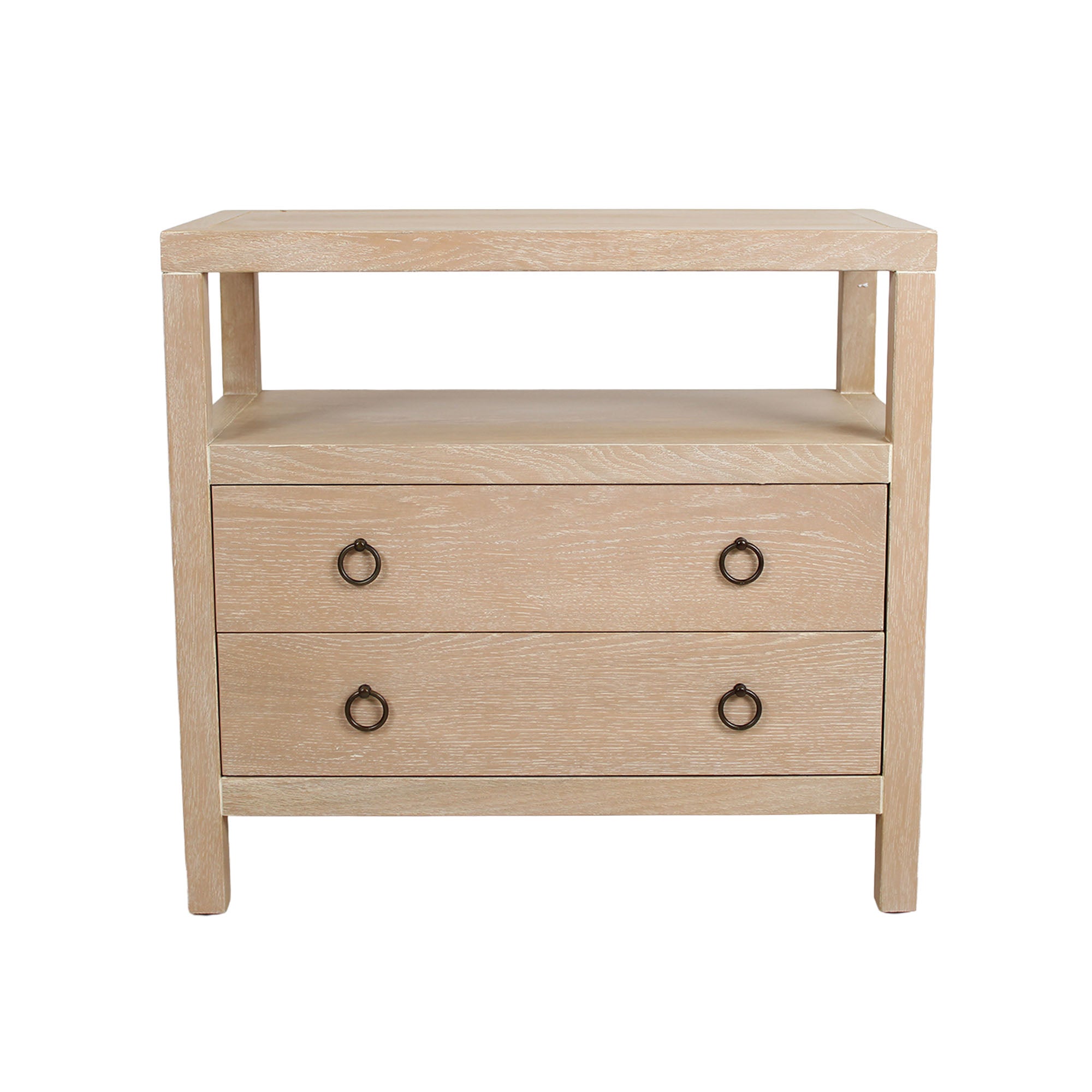 Callan 2 Drawer Nightstand with Shelf Bayur wood, alternate view