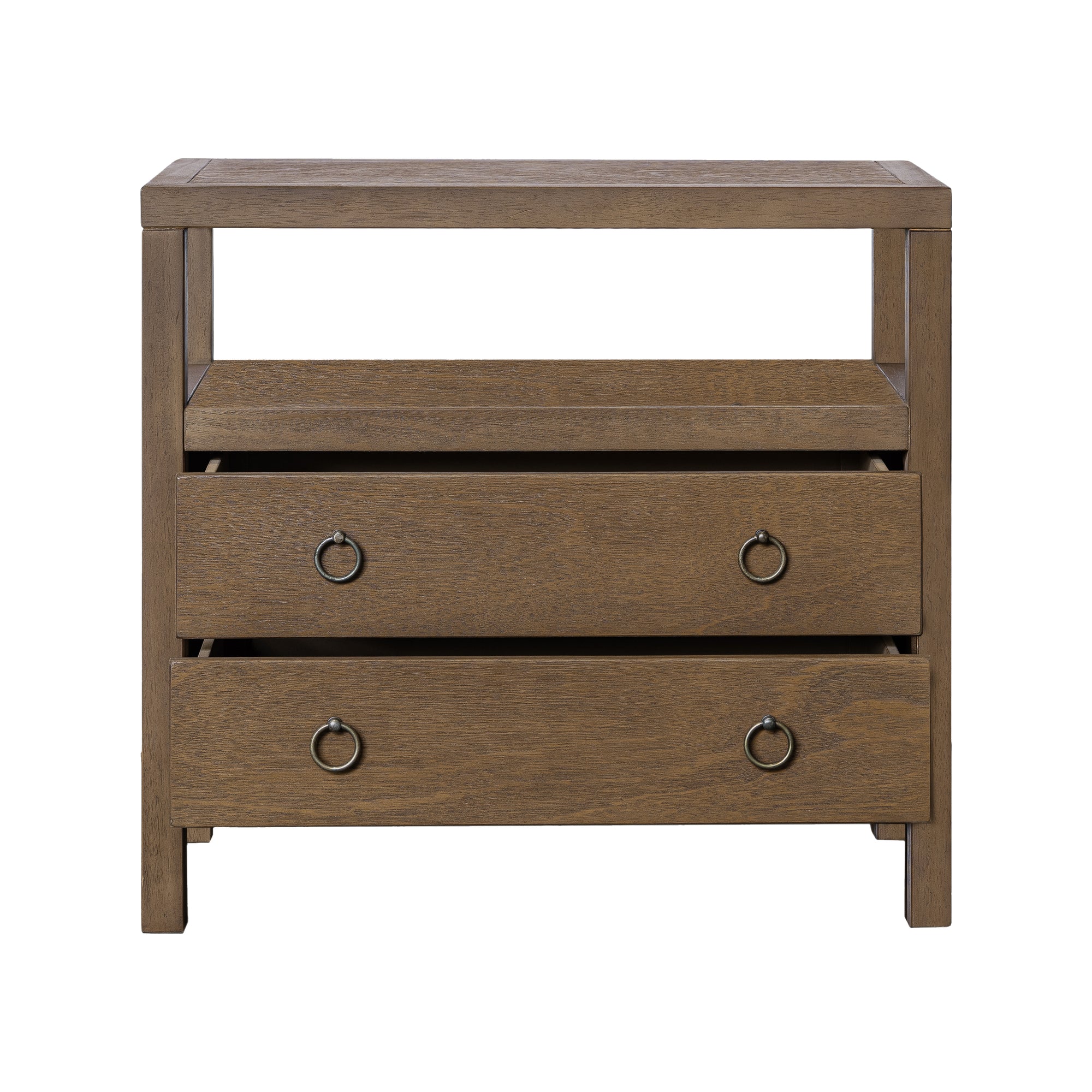 Navy Callan 2 Drawer Nightstand with Shelf Solid Wood nightstand