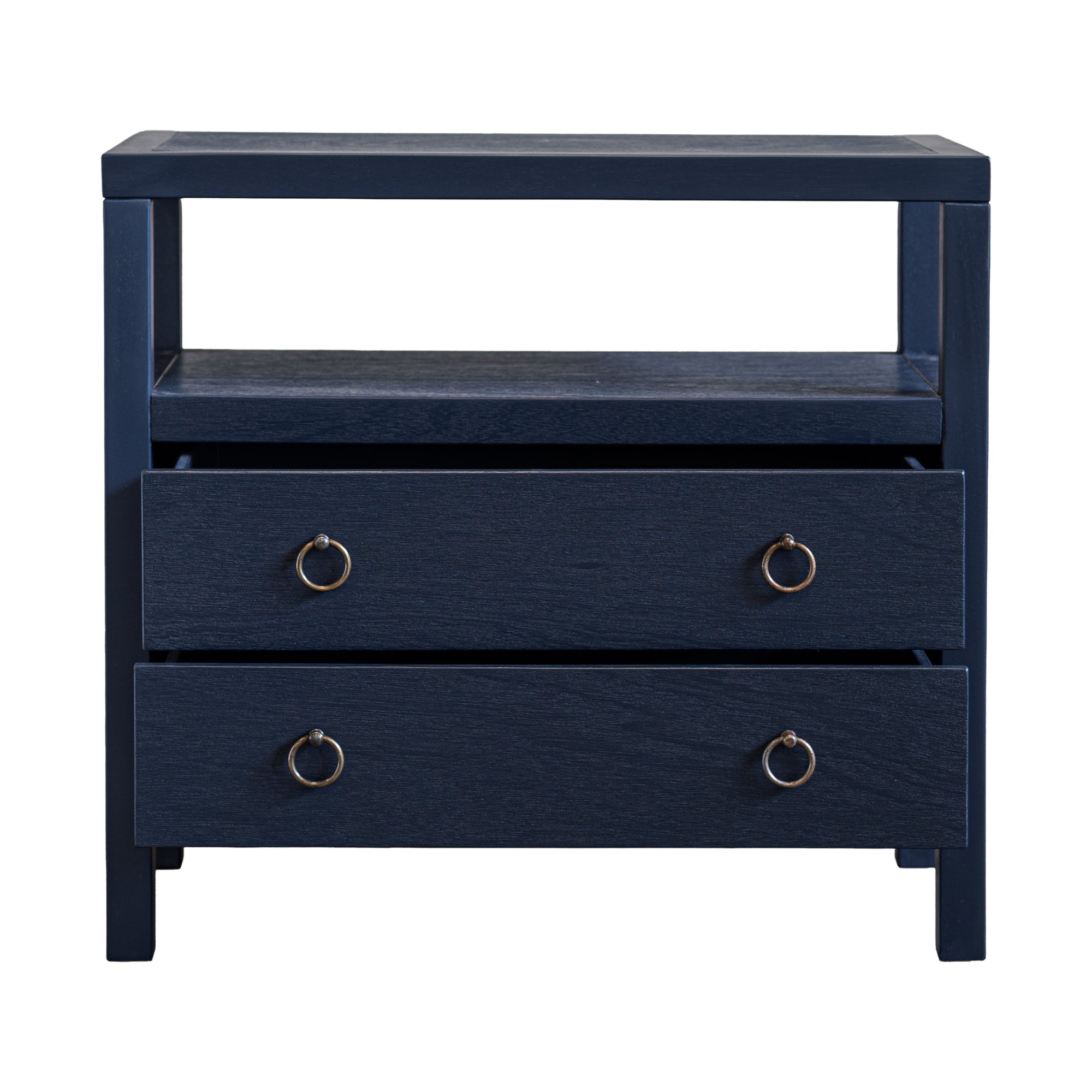 Callan 2 Drawer Nightstand with Shelf Solid Wood nightstand