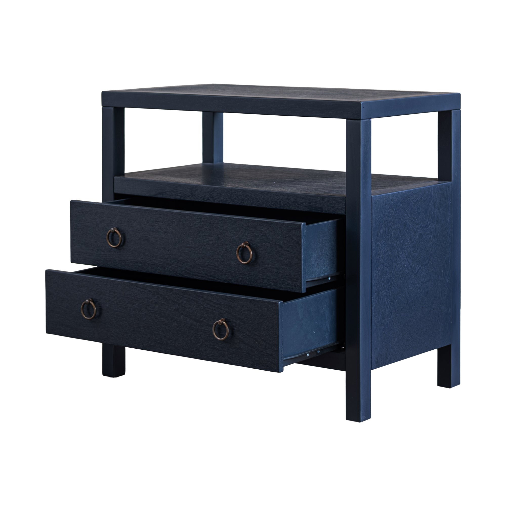 Callan 2 Drawer Nightstand with Shelf Solid Wood nightstand