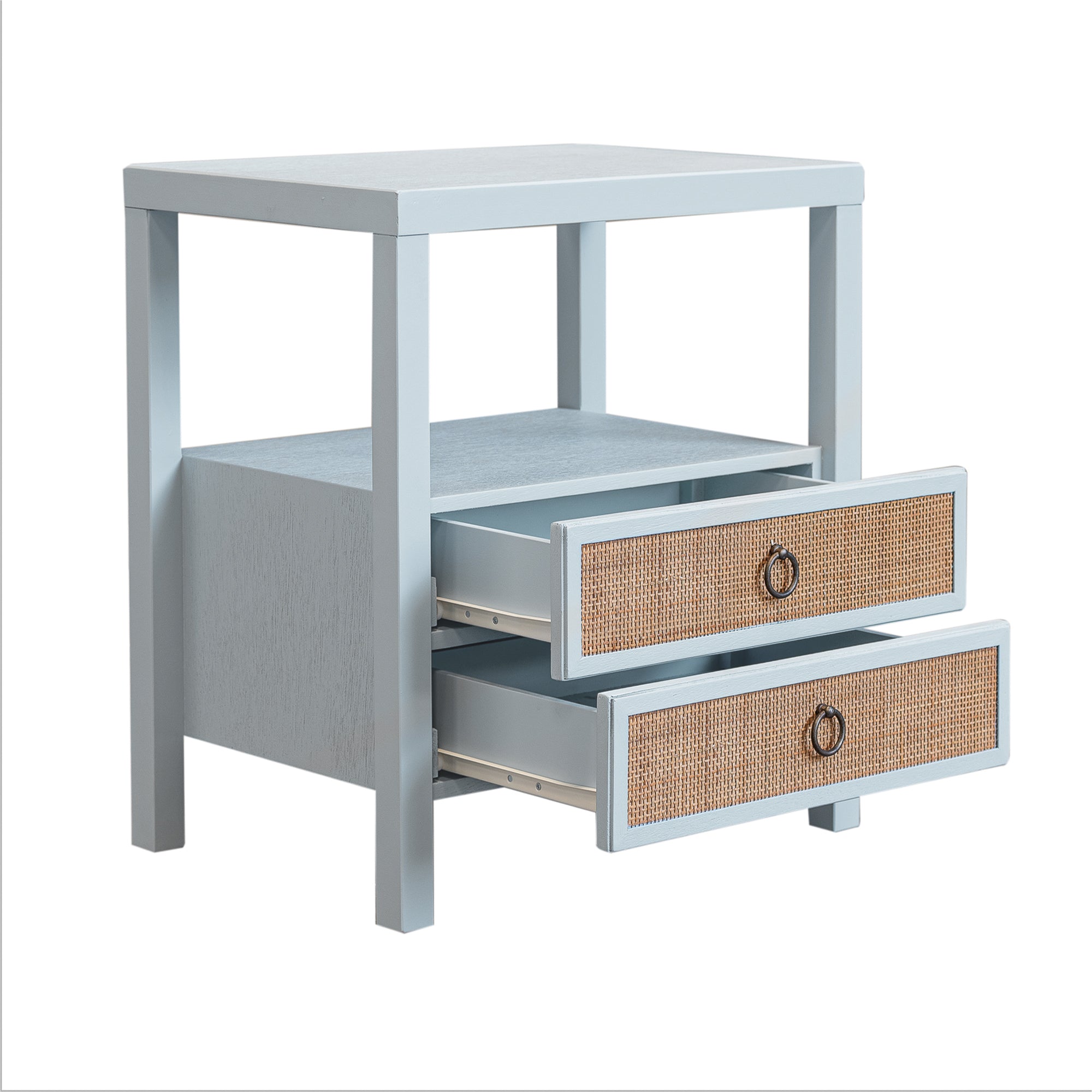 Rowan Cane Door Nightstand with Shelf Solid Wood nightstand