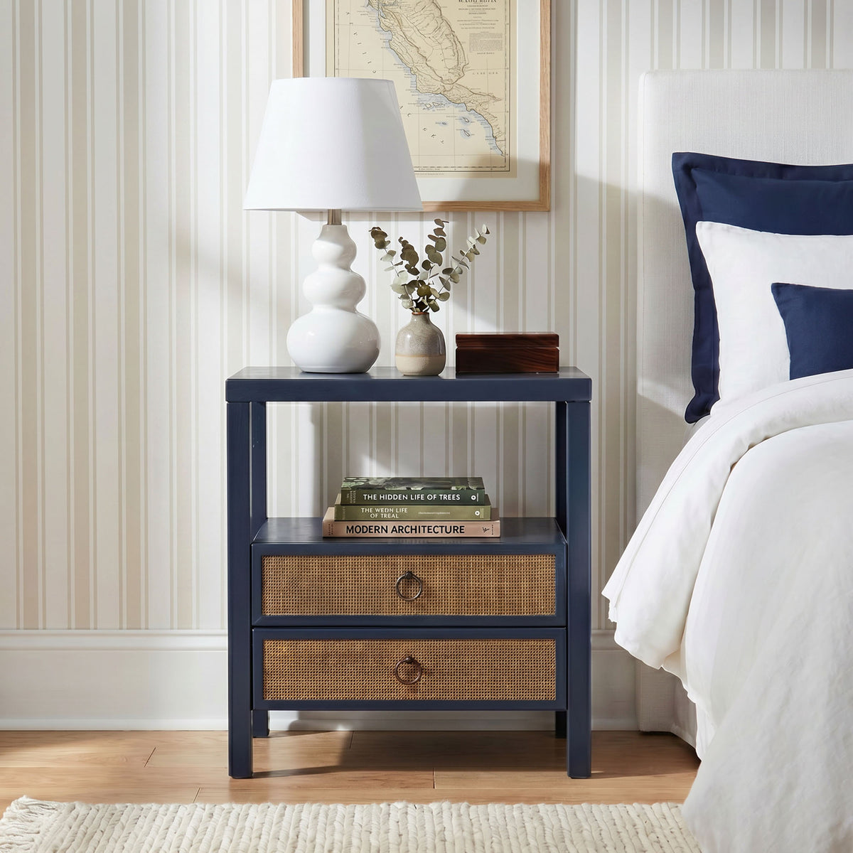 Rowan Cane Door Nightstand with Shelf