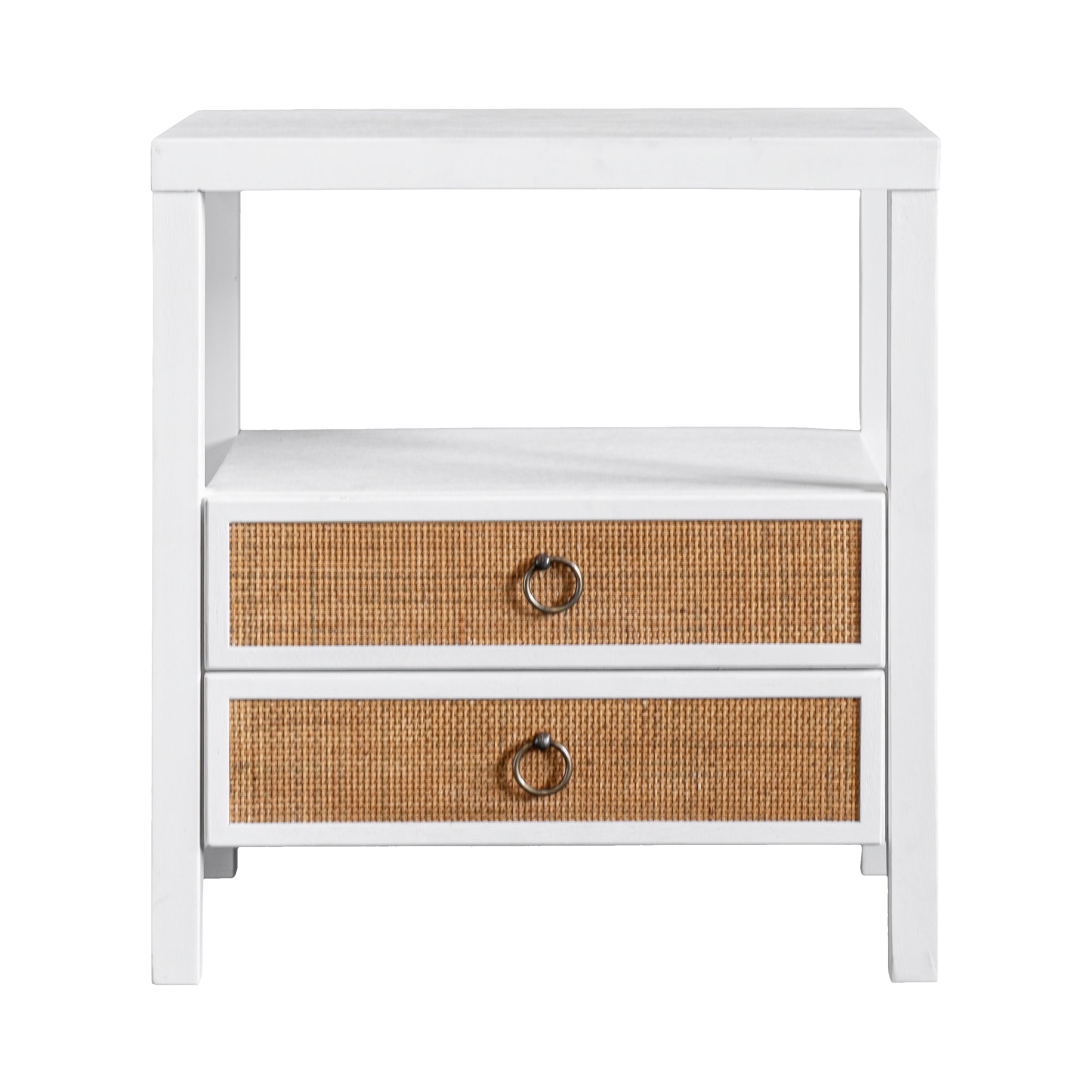 Rowan Cane Door Nightstand with Shelf Solid Wood nightstand