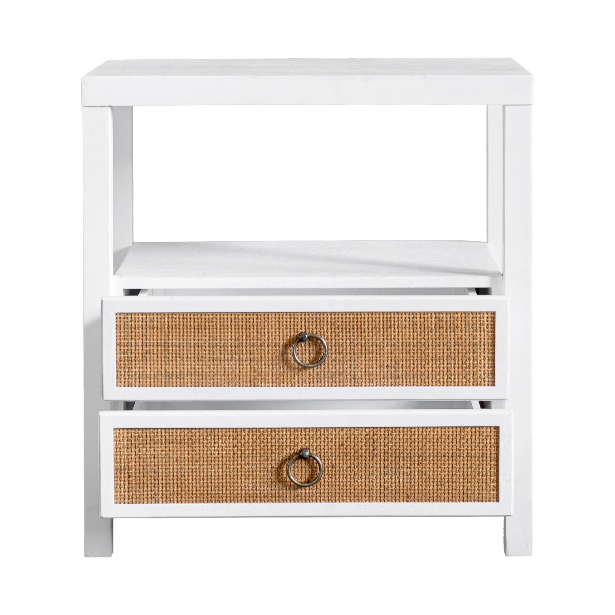 Rowan Cane Door Nightstand with Shelf Solid Wood nightstand