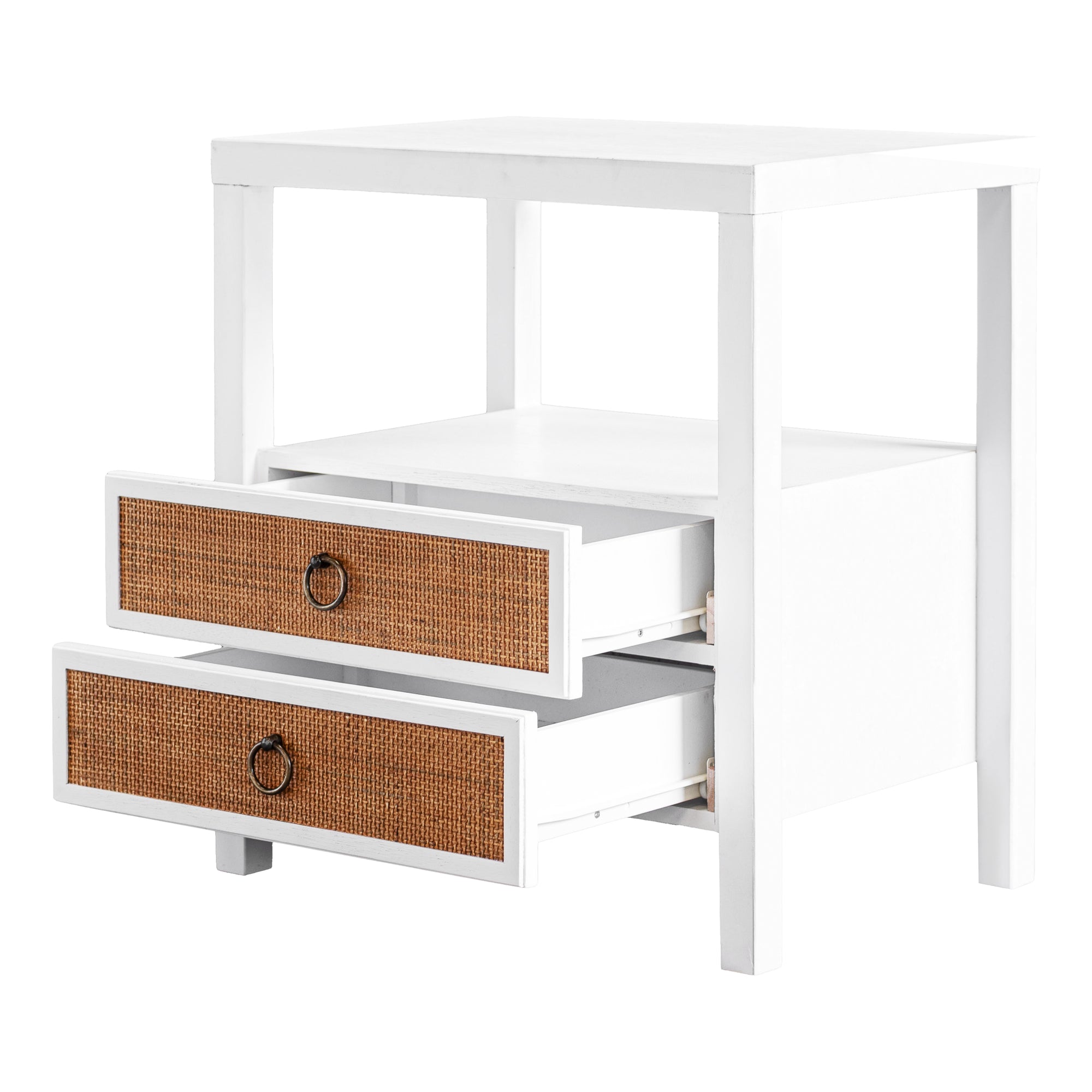 Rowan Cane Door Nightstand with Shelf Solid Wood nightstand