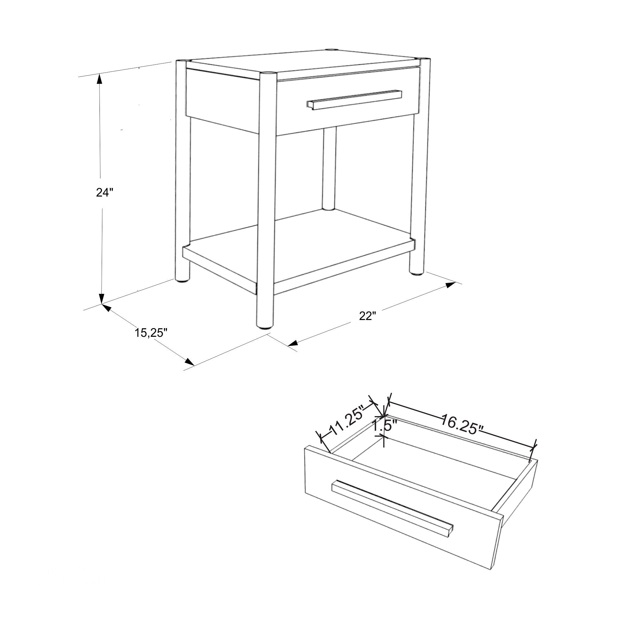 Avalon 1 Drawer Nightstand