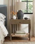 Brown Asura Nightstand With Rush Shelf Bayur Wood nightstand