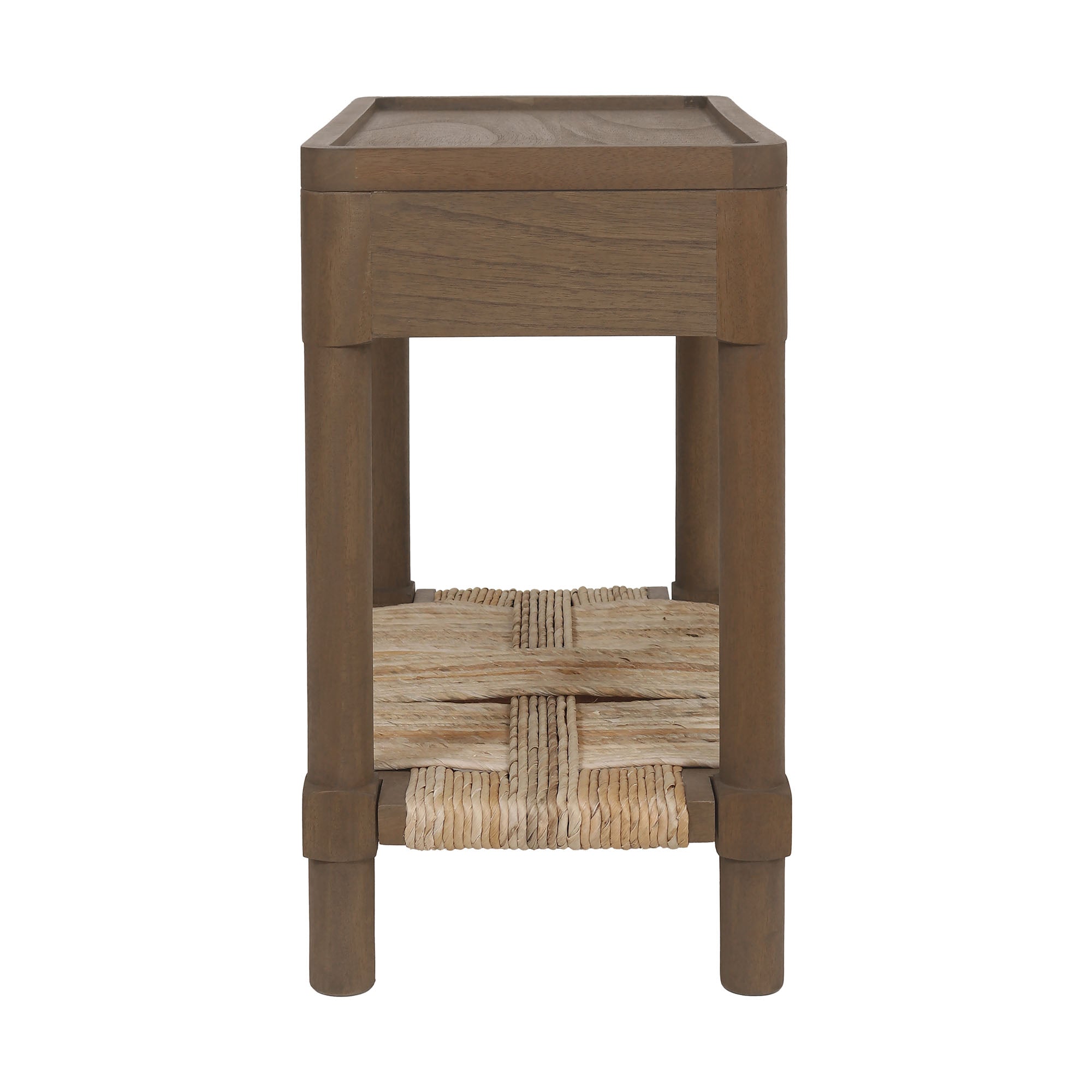 Asura Nightstand With Rush Shelf Solid Wood nightstand