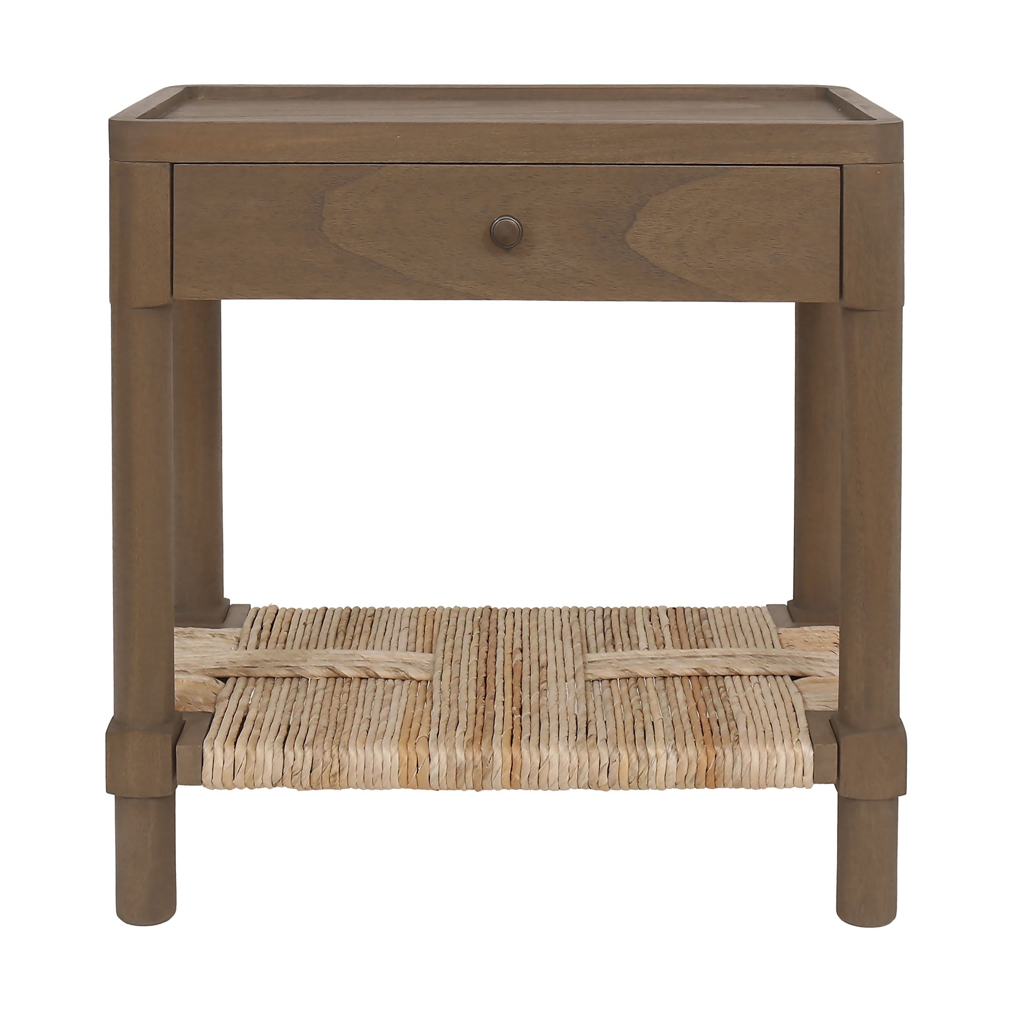 Asura Nightstand With Rush Shelf Solid Wood nightstand