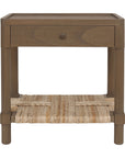 Asura Nightstand With Rush Shelf Solid Wood nightstand