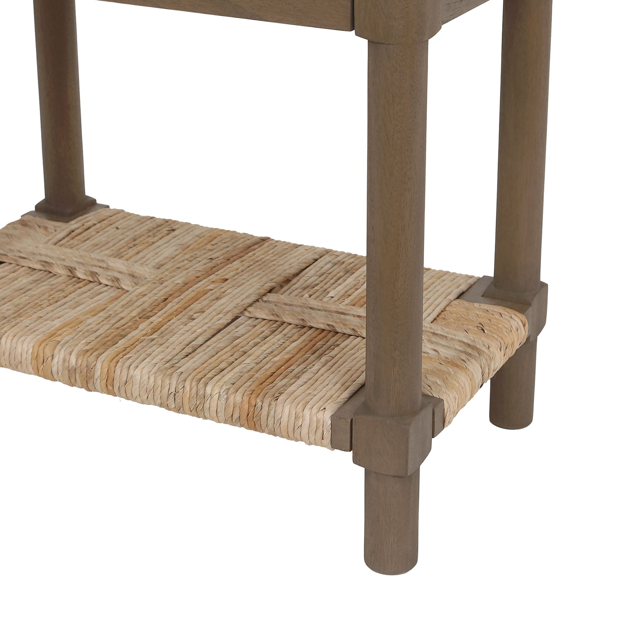 Asura Nightstand With Rush Shelf Solid Wood nightstand