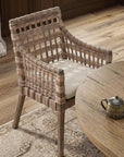 Danae Handwoven Rattan and Mahogany Accent Chair