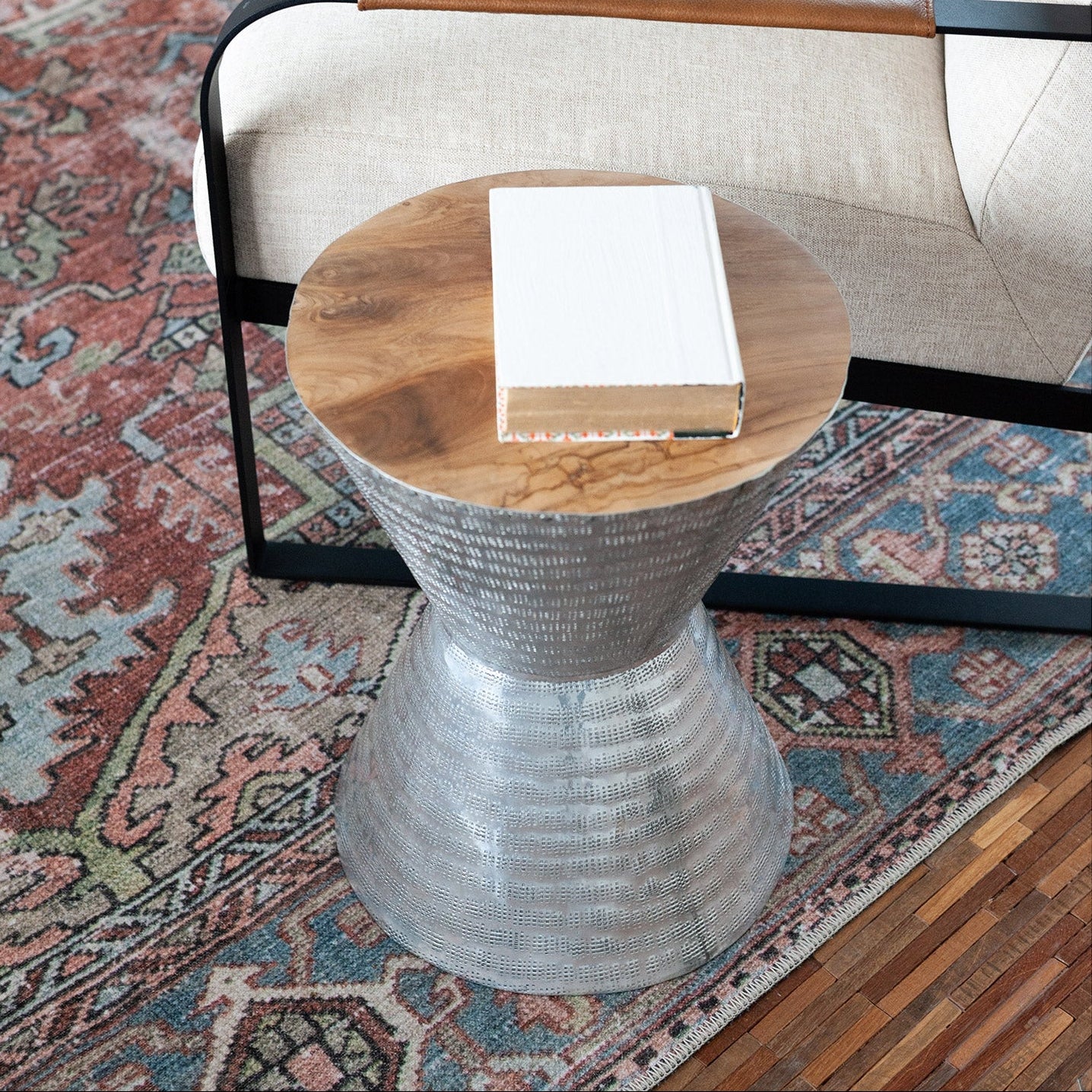 Lupton Wood and Metal Accent Table Solid Wood accent table