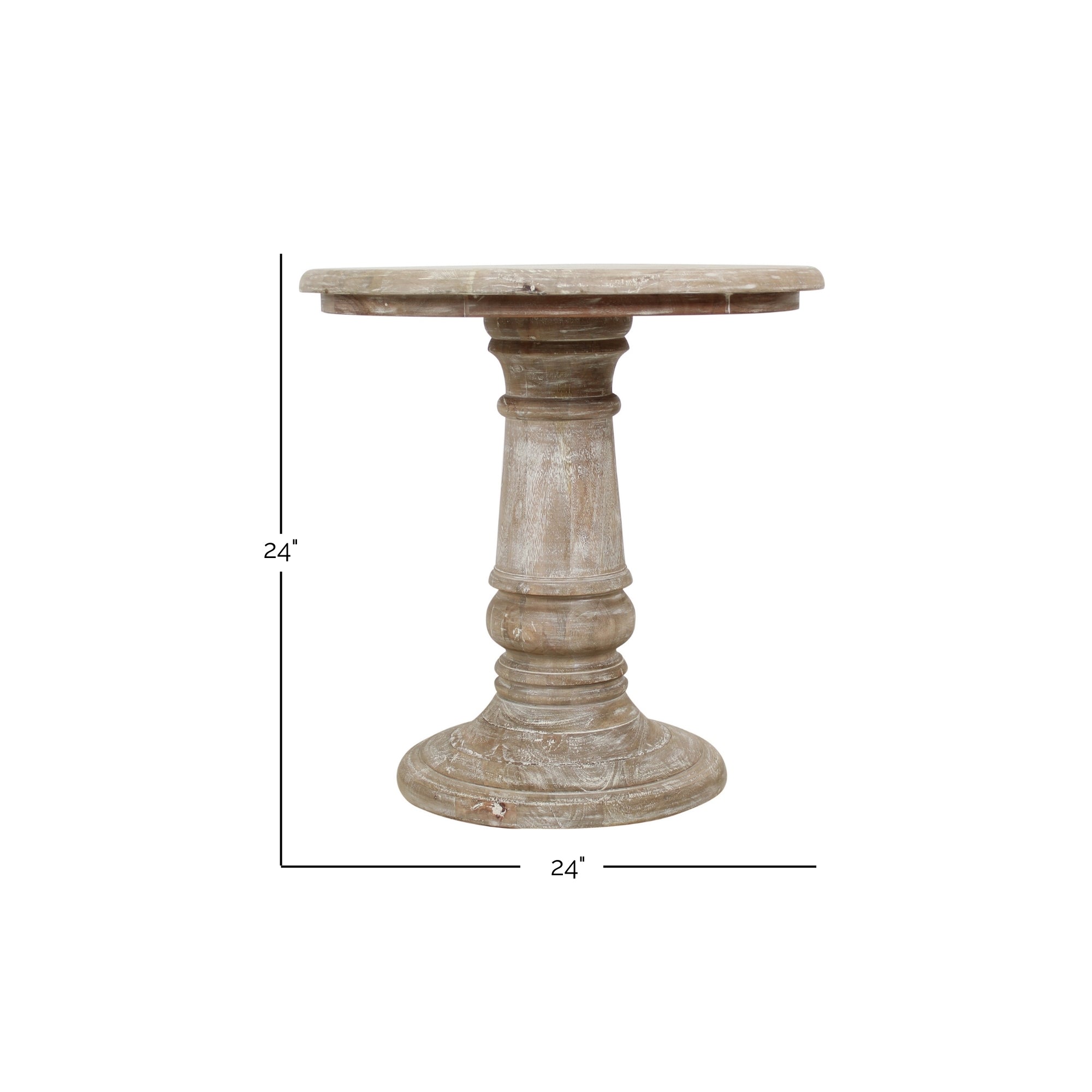 Kafe 24" Solid Wood Pedestal Accent Table Solid Wood accent table