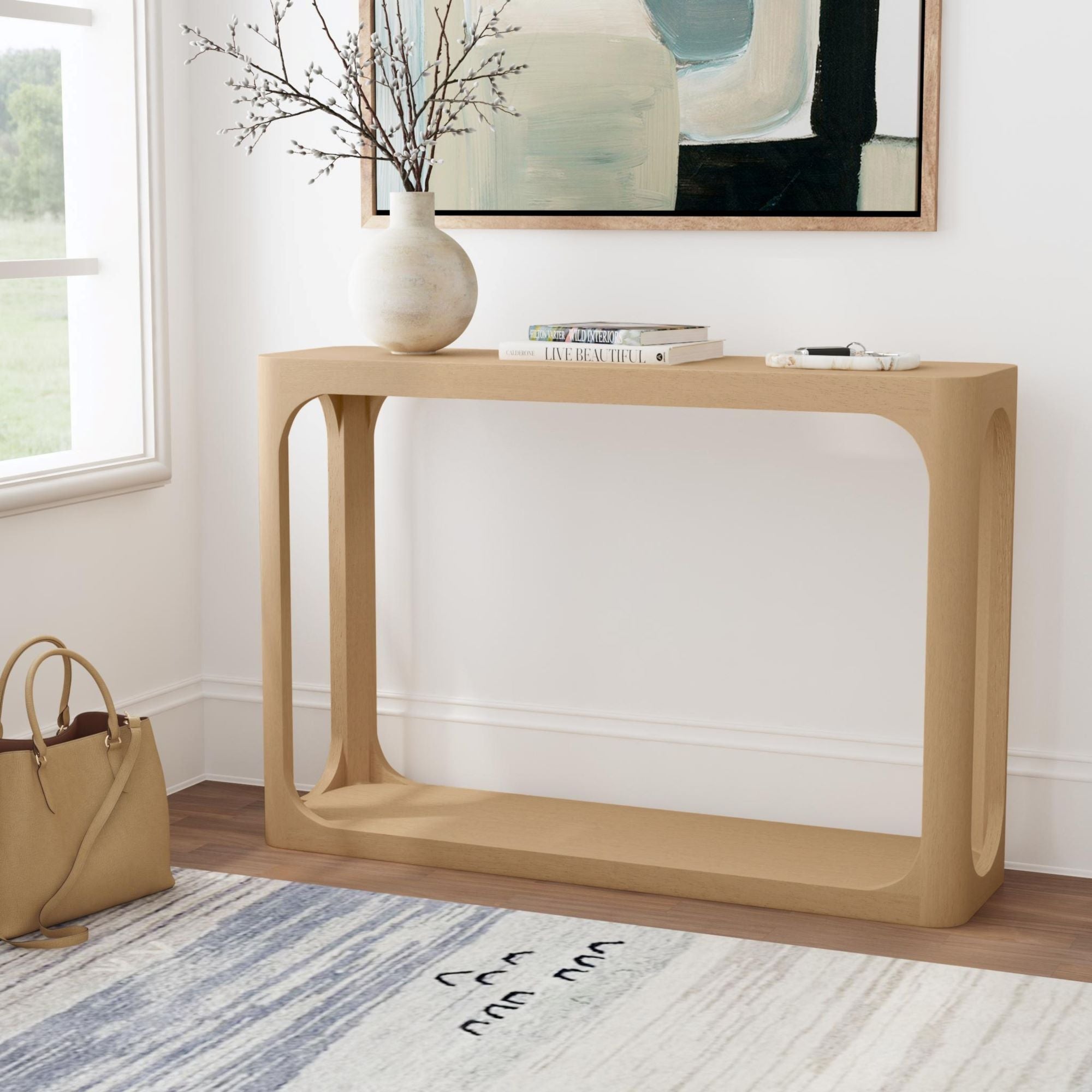 Addison Solid Wood Storage Console Table