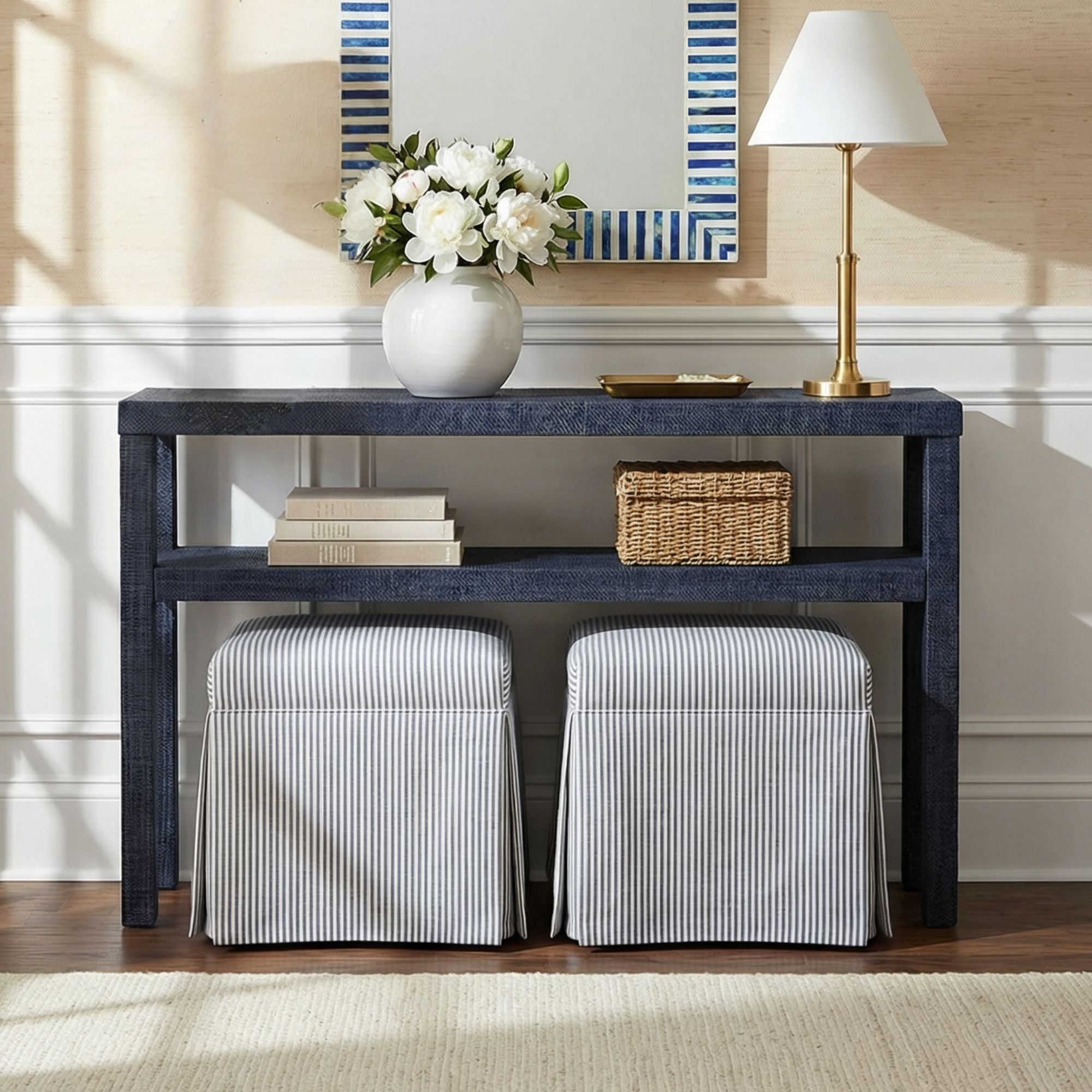 Gia Raffia Wrapped Console Table, 47"