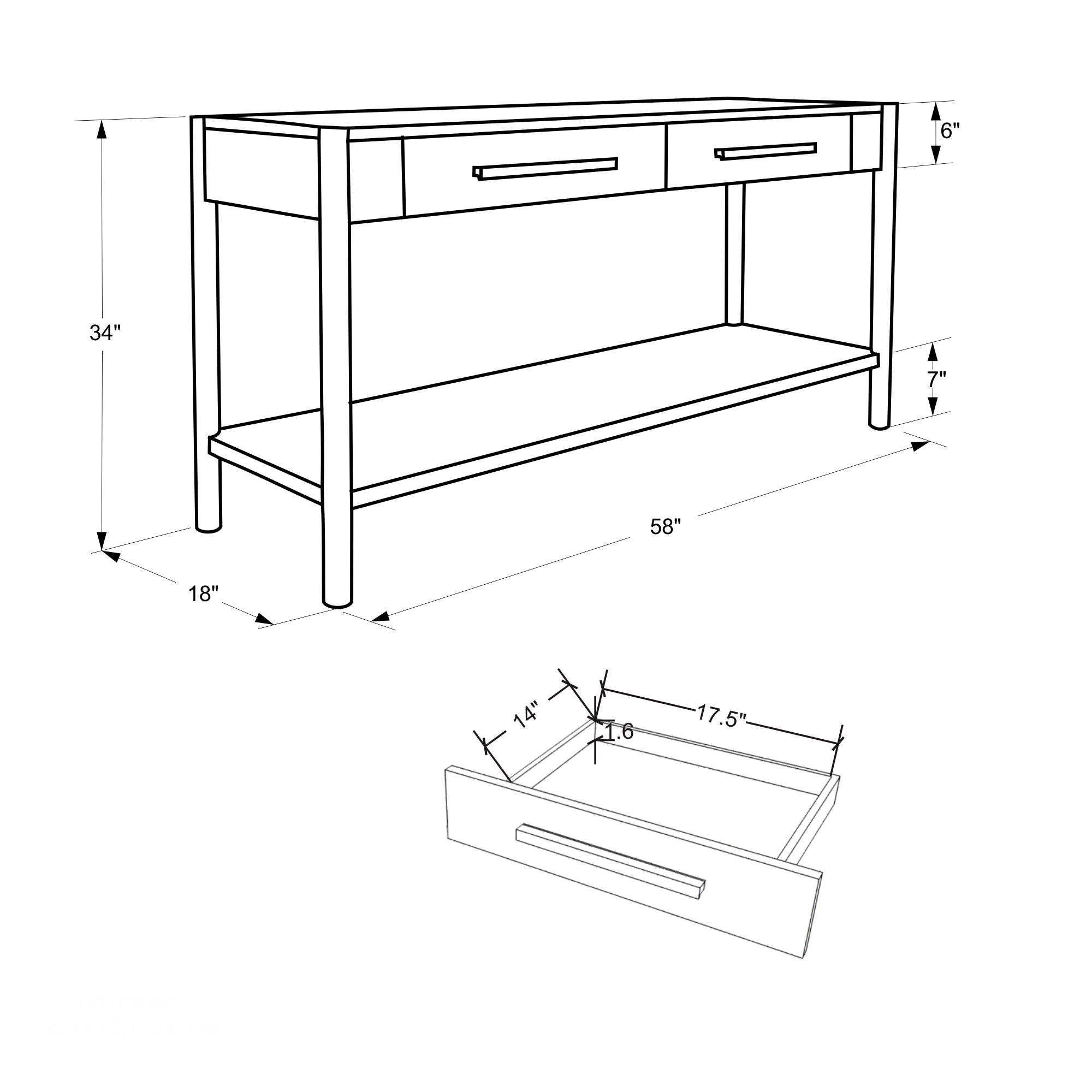 Avalon 2 Drawer Console Table