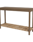 Brown Asura 47" Console Table With Rush Shelf Bayur Wood console table