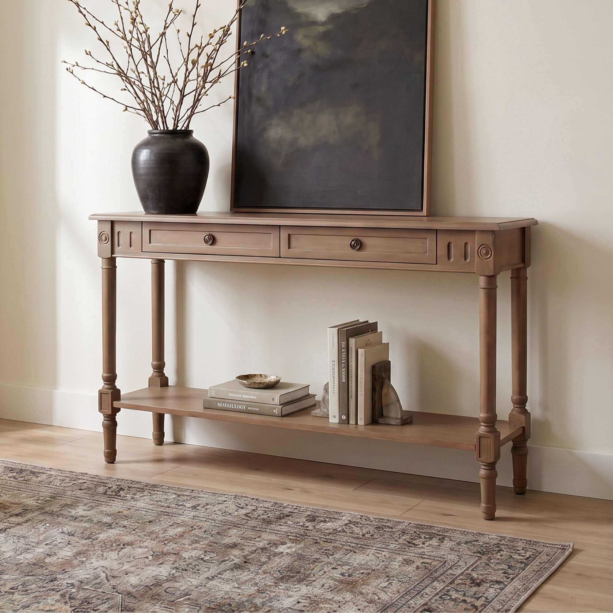 Marisol Console Table With Two Drawers And Shelf